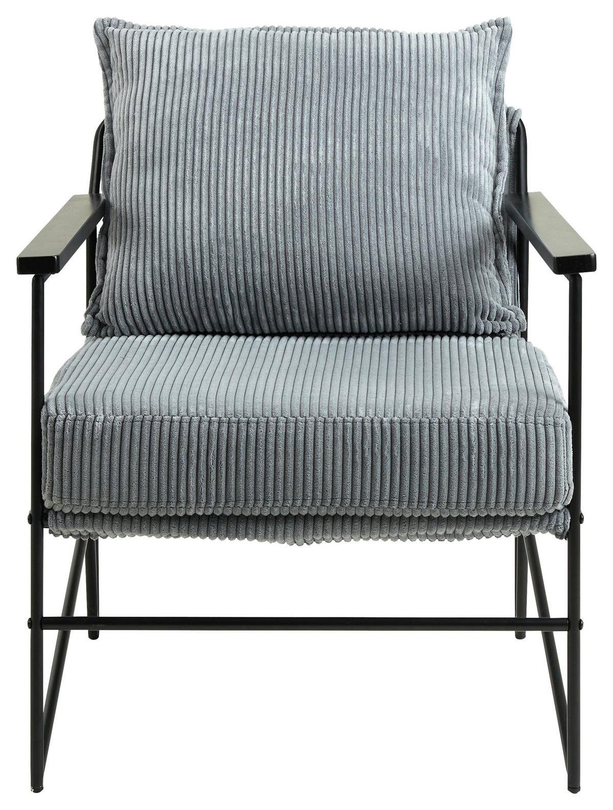 fauteuil de lounge in Grau/Schwarz - gris/noir, Modern, métal/textile (85/81/68cm) - Premium Living