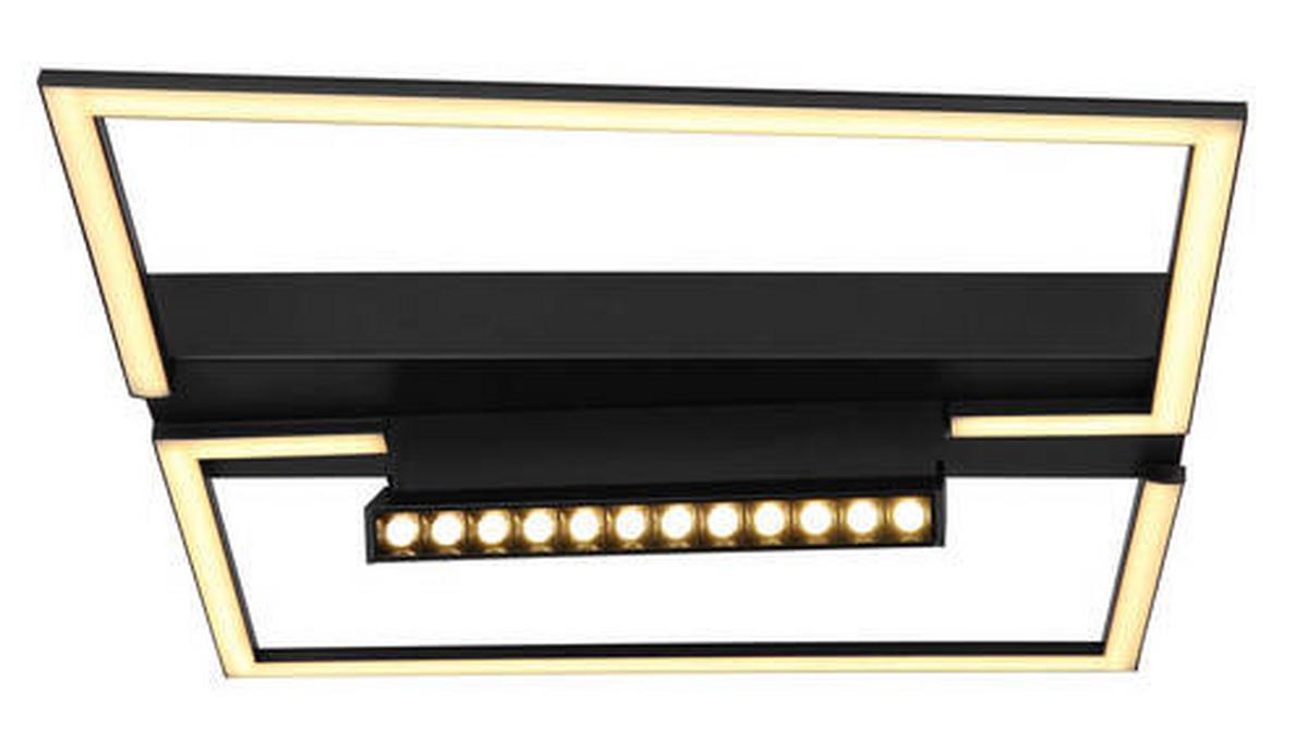 Stropna Led-svetilka Maxwell, S Sijalko - črna/opal, Design, kovina/umetna masa (42/42/11cm) - Globo