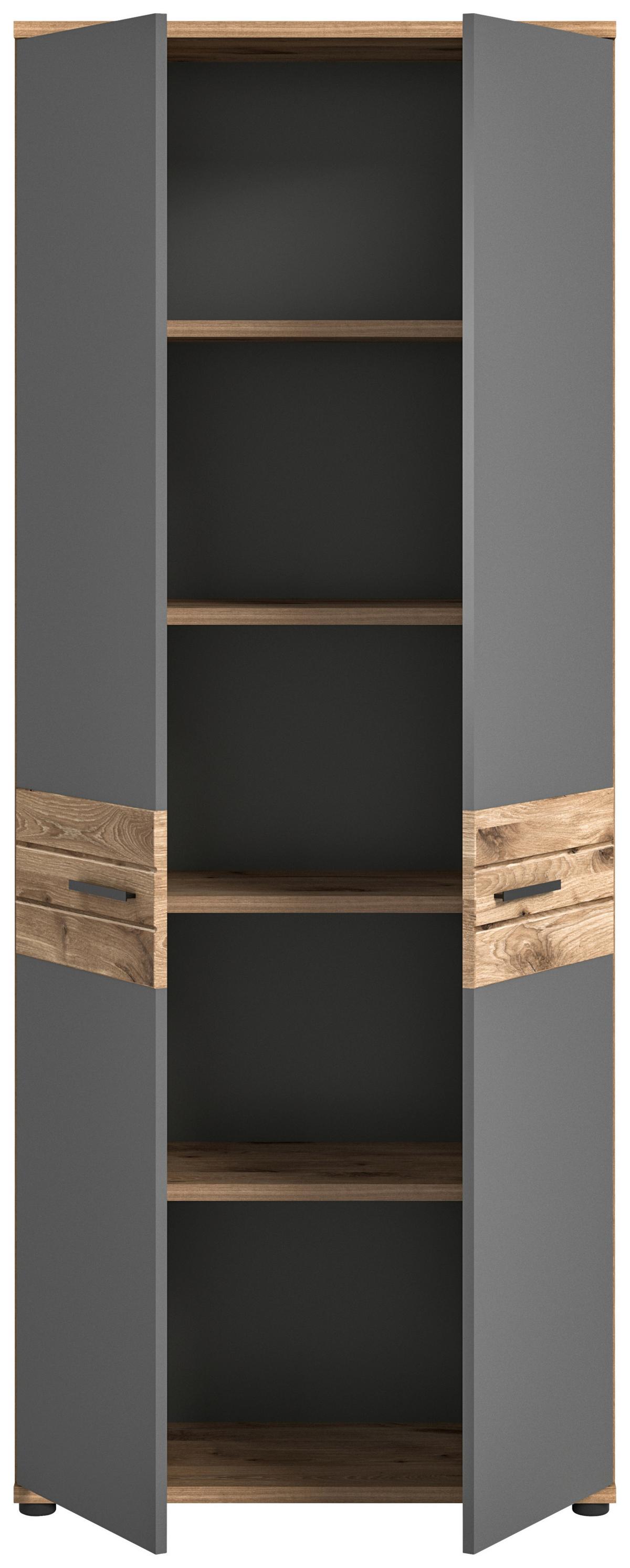 Aktenschrank Mason ca. 80x199 cm Eiche/Grau - Holzwerkstoff (80/199/37cm) - MID.YOU