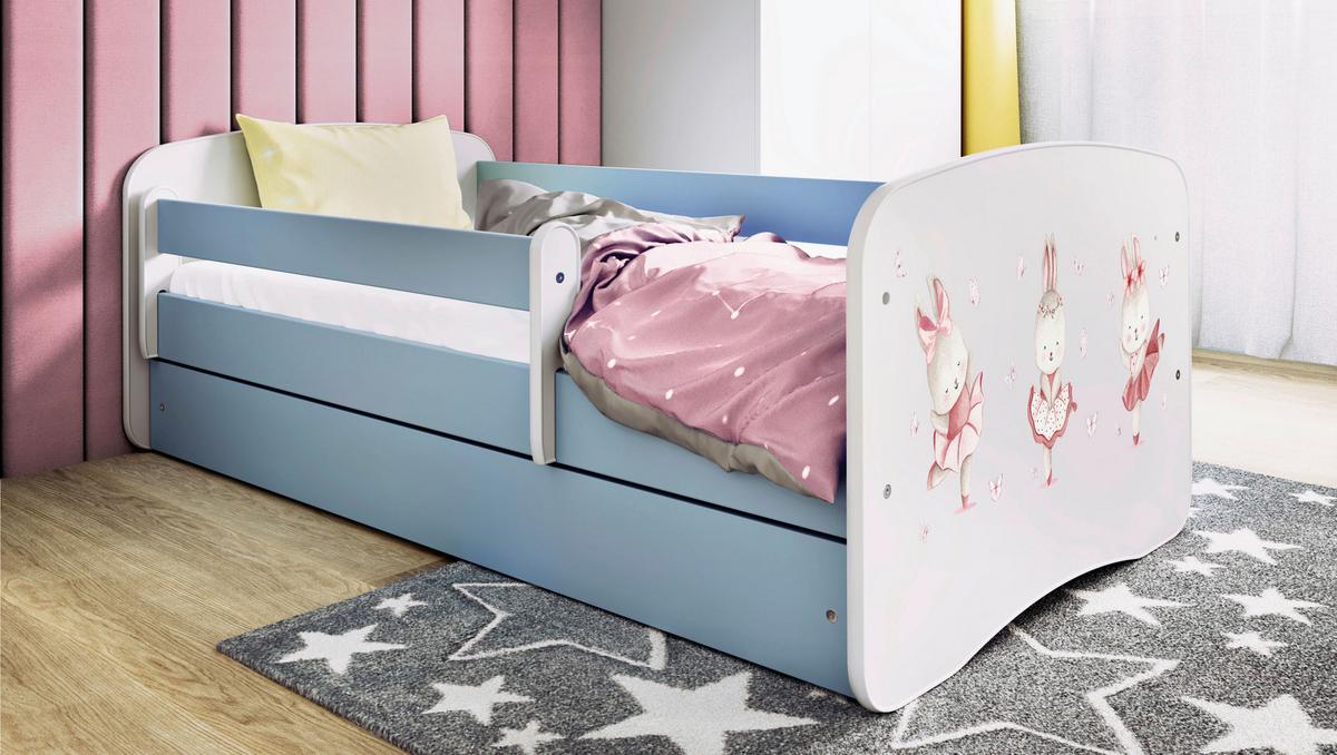 Otroška Postelja Babydreams, Bela, Modra, 80x160cm - modra/bela, Moderno, tekstil/leseni material (80/160cm) - MID.YOU