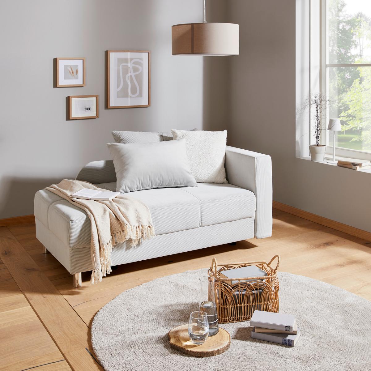 Recamier NOVA - gri deschis, Basics, lemn/textil (145/66-82/82cm) - Mömax