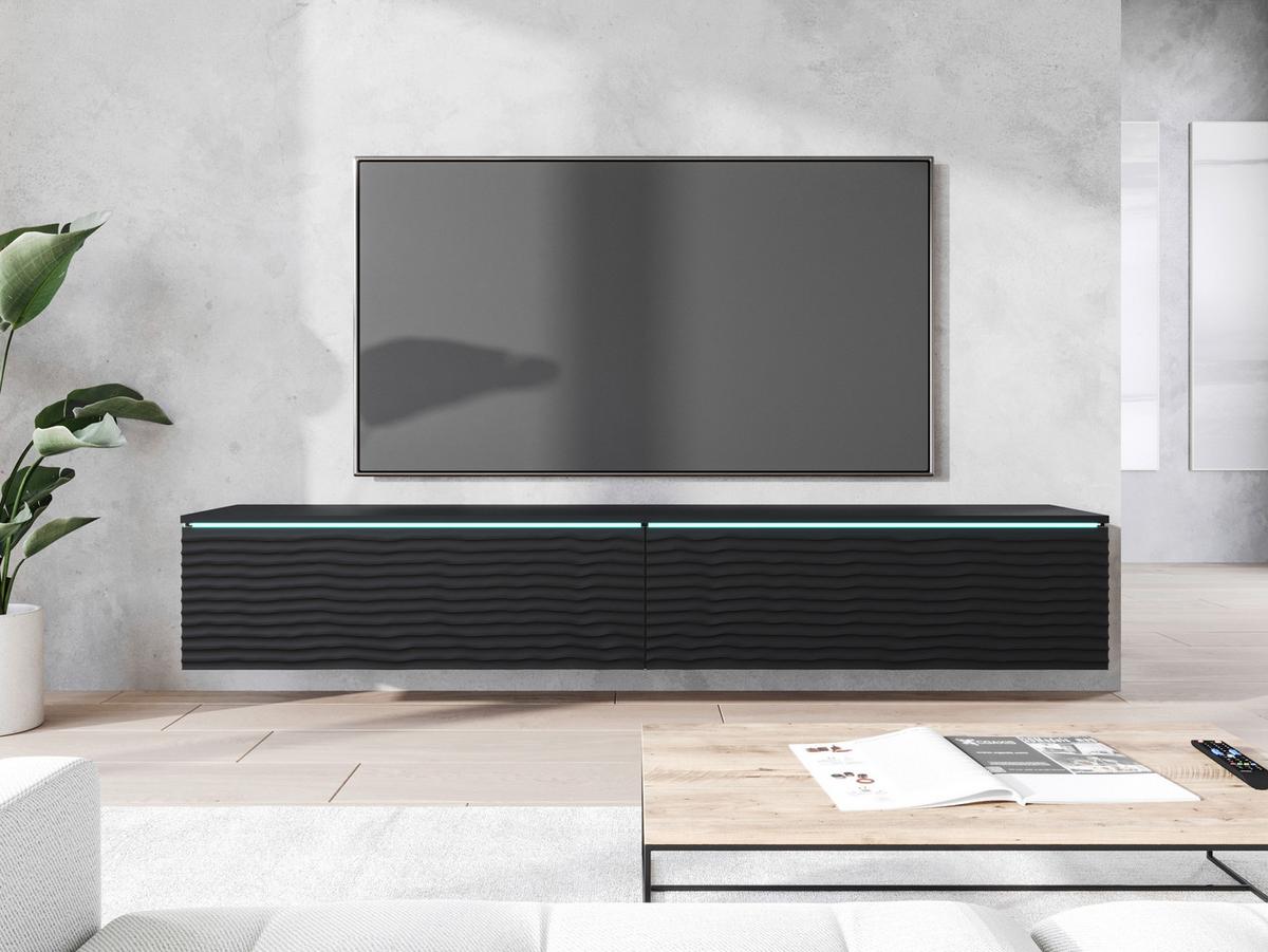 LOWBOARD D180 SCHWARZ B: 180 CM - Schwarz/Grau, Lifestyle, Holzwerkstoff/Kunststoff (180/30/33cm) - P & B