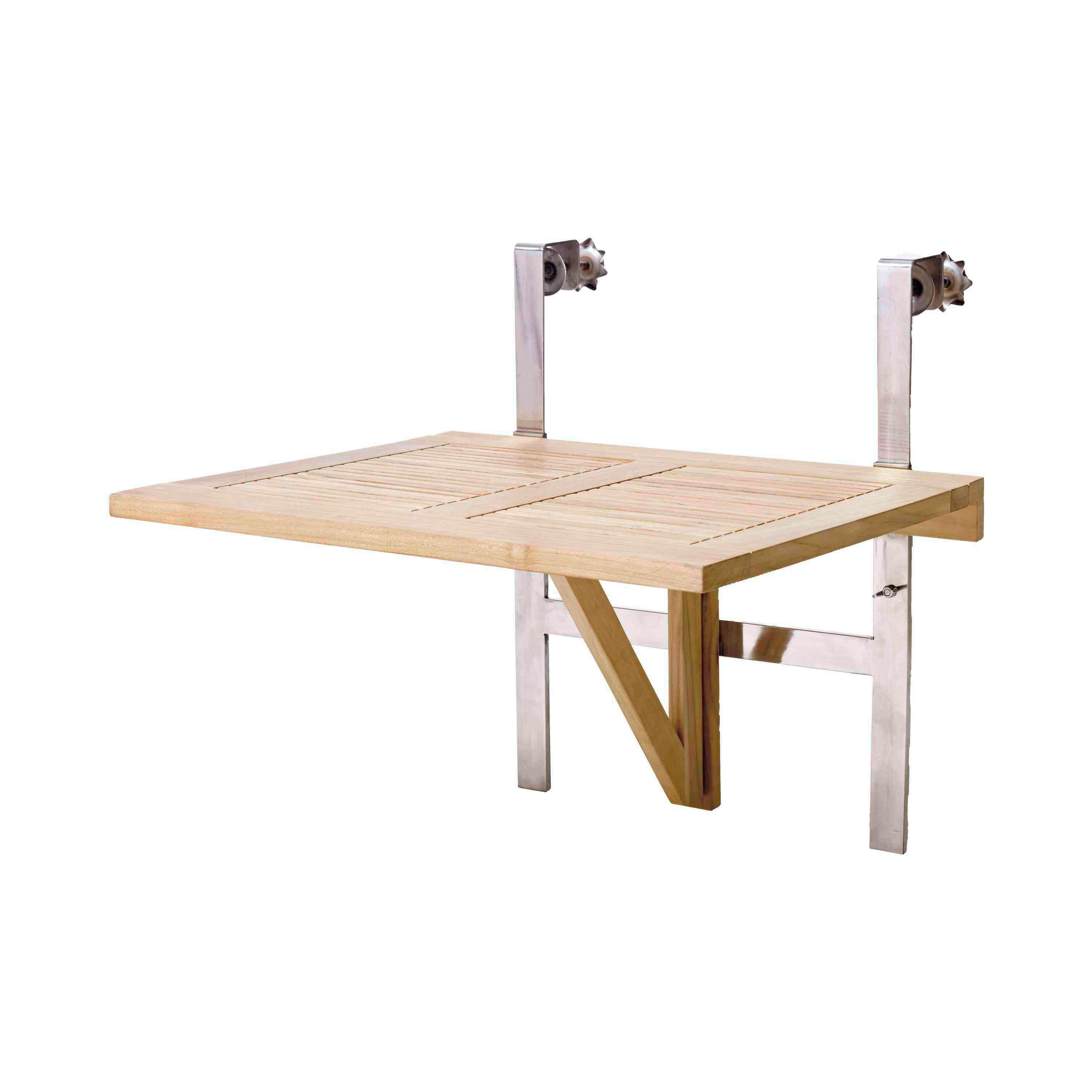 Balkonklapptisch aus Holz ca. 60x54 cm Teak massiv - Naturfarben, Natur, Holz (60/54/70cm) - Gardenson