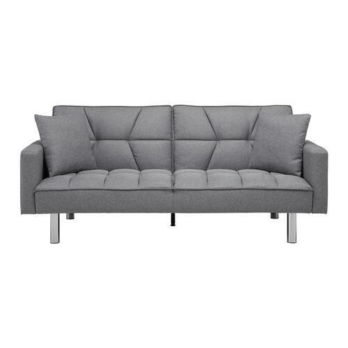 SCHLAFSOFA in grau inkl. 2 Kissen "David" - Chromfarben/Grau, Modern, Holz/Textil (196/83/89cm) - Bessagi Home