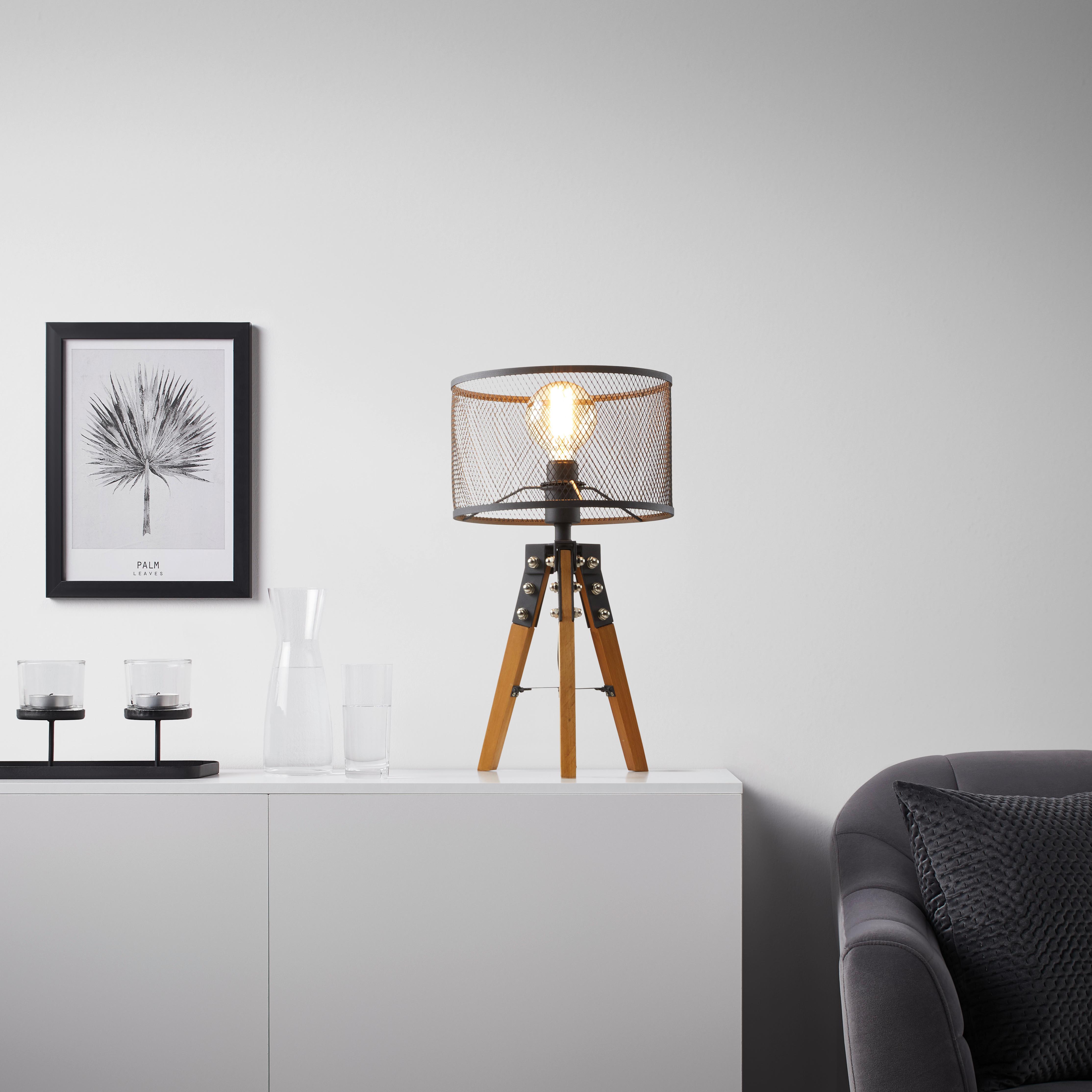 Tischleuchte Seraphina max. 40 Watt - Schwarz, MODERN, Holz/Metall - Bessagi Home