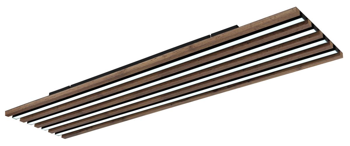 LED-DECKENLEUCHTE 67347D5CCT HAYDEN - Weiss/Dunkelbraun, Natur, Holzwerkstoff/Kunststoff (120/30/6cm) - Globo