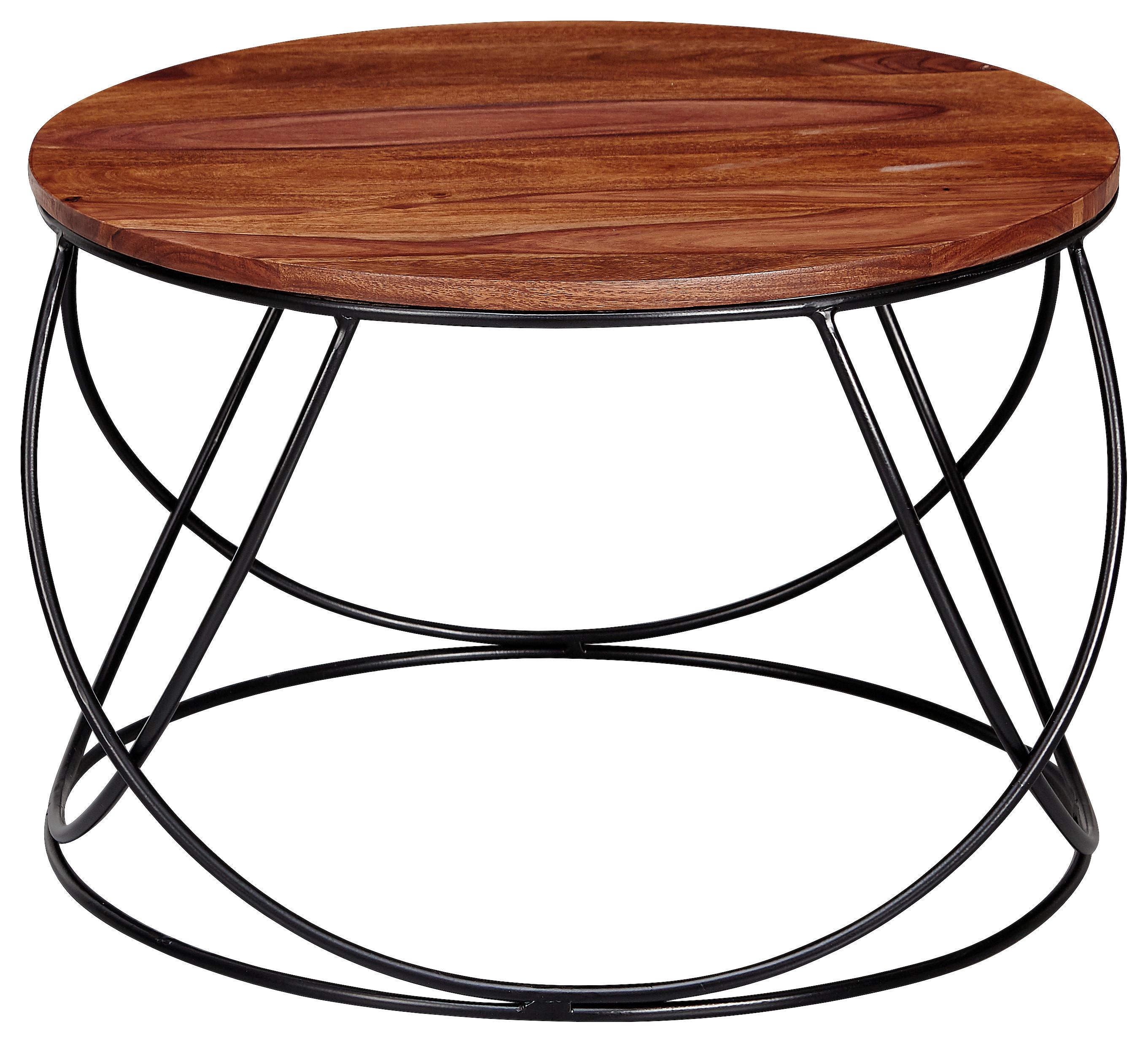 Couchtisch Holz Ø ca. 60 cm - Sheeshamfarben/Schwarz, KONVENTIONELL, Holz/Metall (60/60/40cm) - MID.YOU