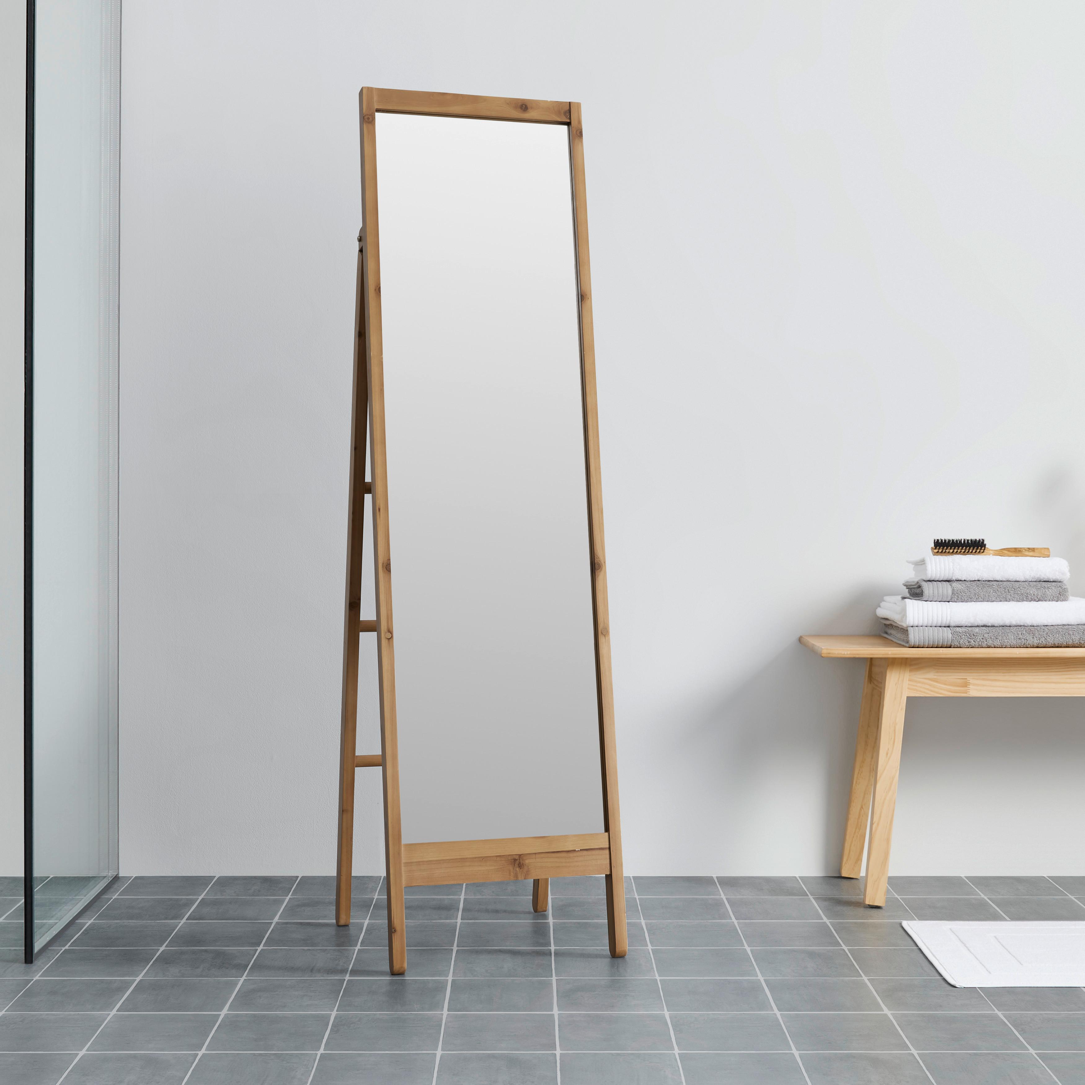 Spiegel Milias Natur/ Echtholz ca. 46x173x55 cm - Naturfarben, MODERN, Glas/Holz (46/173/55cm) - Bessagi Home