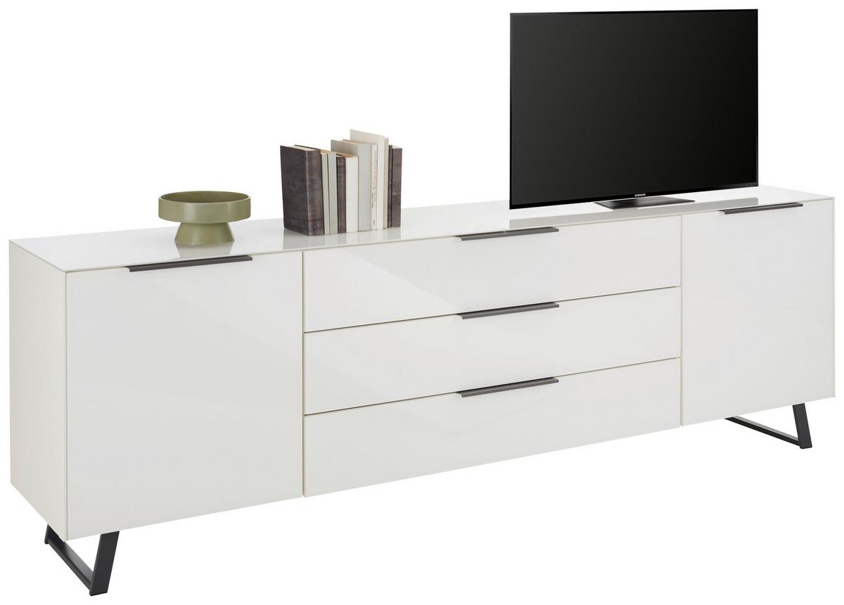 Nizka Omarica Max Box, Bela - barve nerjavečega jekla/črna, Moderno, kovina/umetna masa (235/63/45cm) - Premium Living