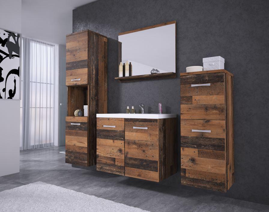 Badmöbel-Set 5-tlg. Malo ca. 140 cm Eiche - Alteiche/Eichefarben, LIFESTYLE, Keramik/Holzwerkstoff (120cm) - P & B