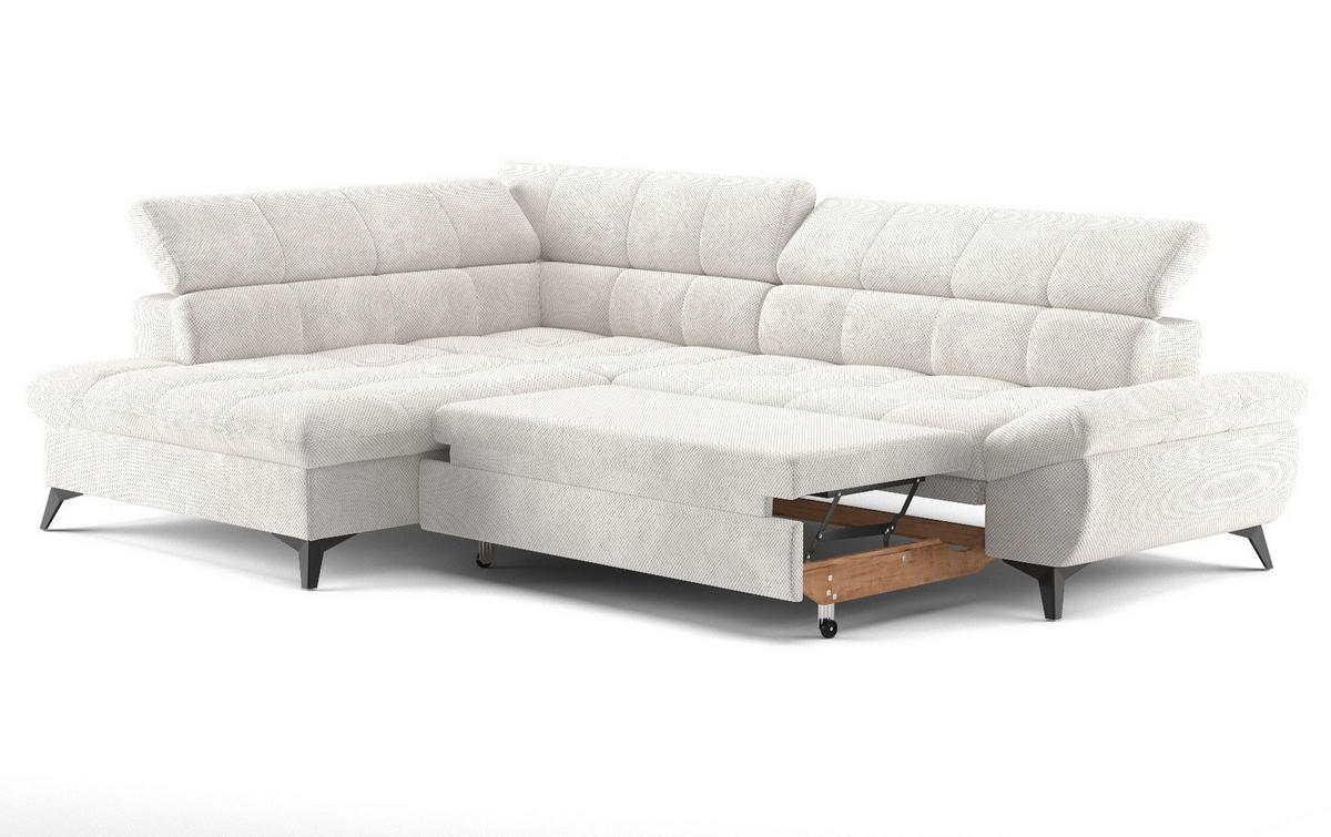 Sarokkanapé Apollo - krémszínű, Modern, faalapú anyag/textil (201/78/296cm) - Mömax
