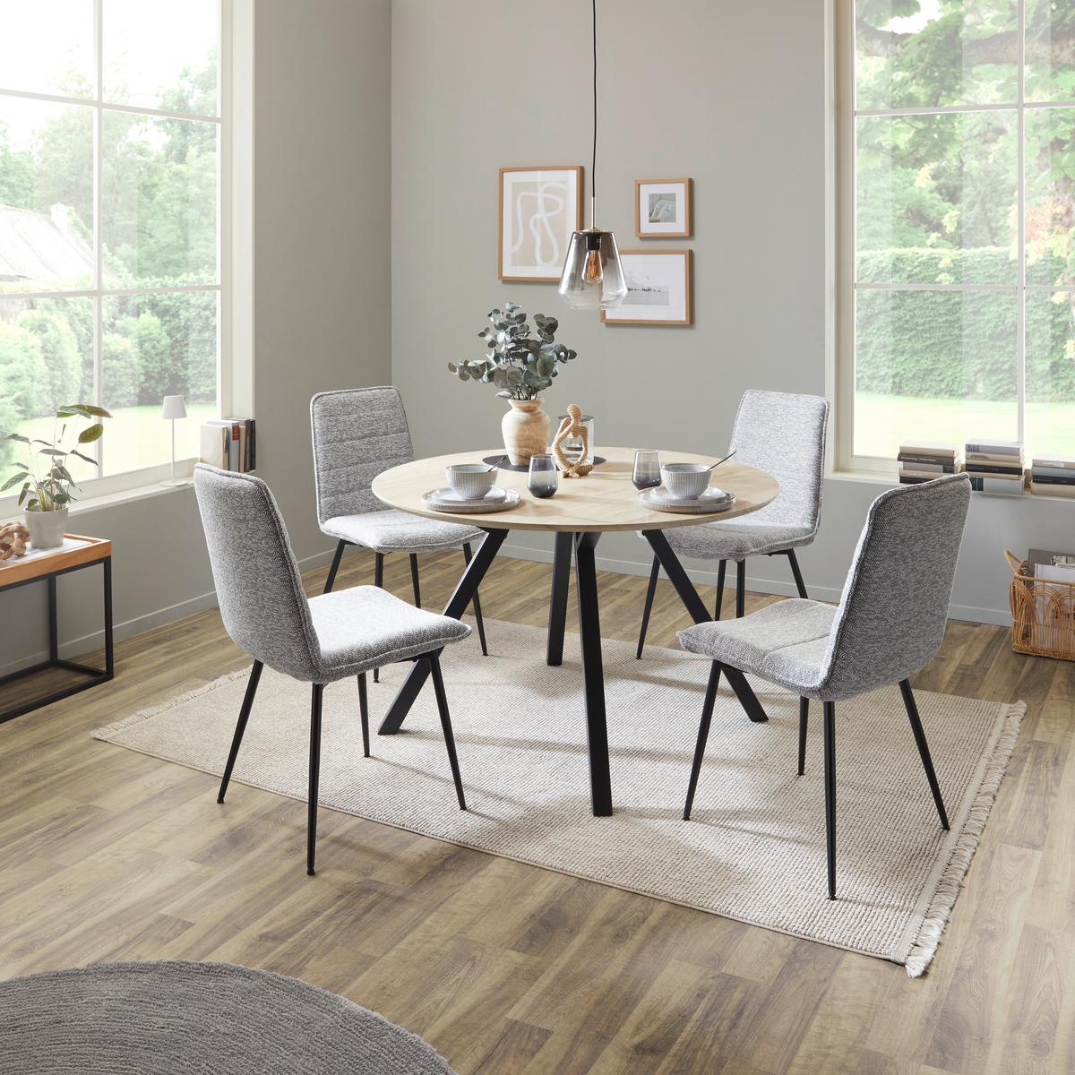 Masa ARNO 120 - culoare natur/negru, Konventionell, metal/material pe bază de lemn (120/76/120cm)