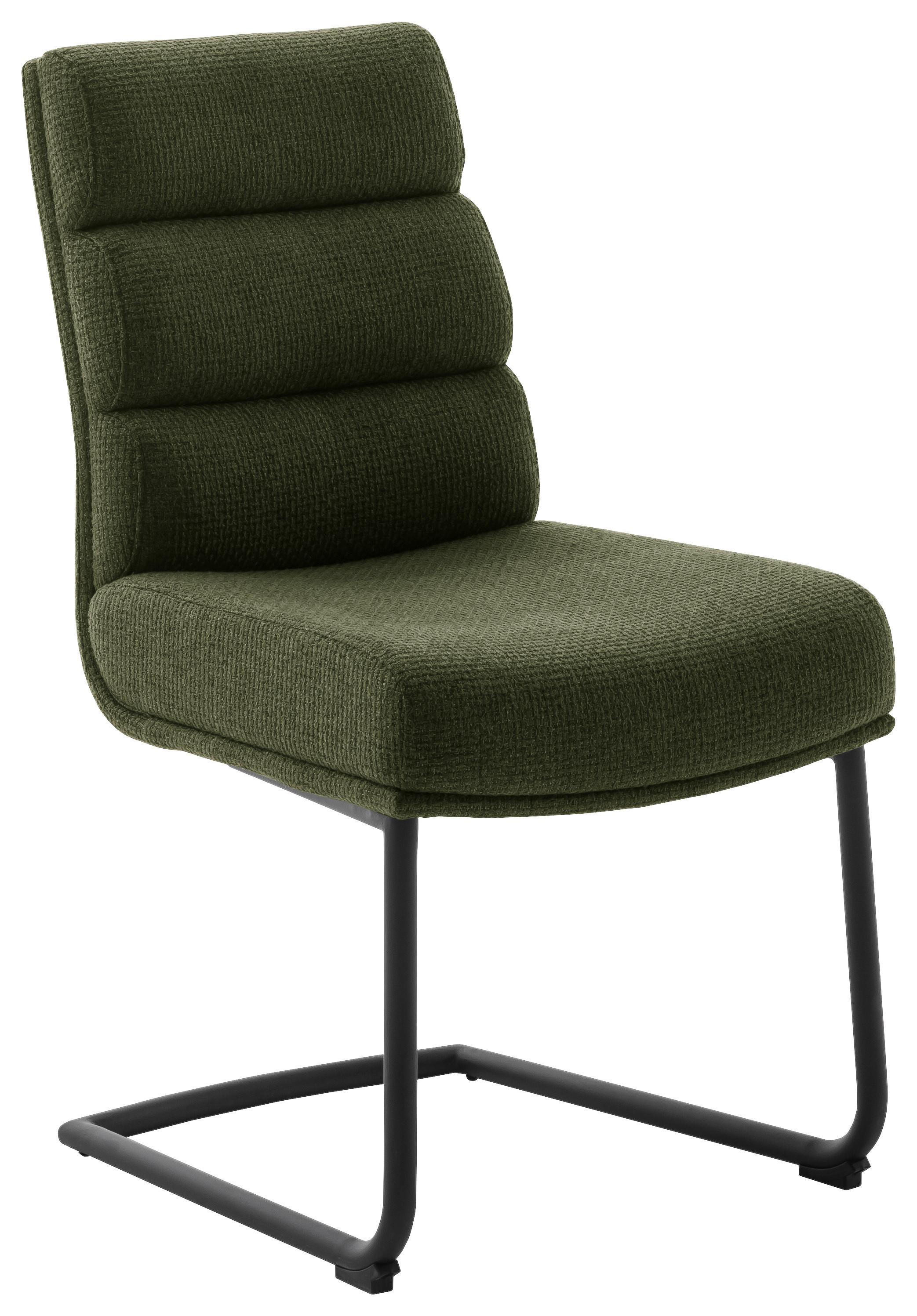 KRZESŁO NA PŁOZIE LEXINGTON - czarny/oliwkowa zieleń, Design, metal/tkanina (47/90/64cm) - Dieter Knoll