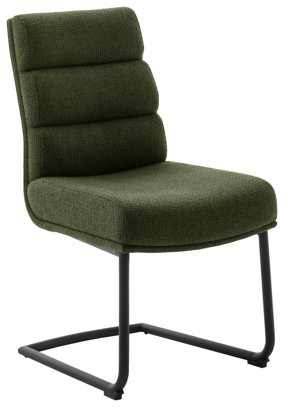 KRZESŁO NA PŁOZIE LEXINGTON - czarny/oliwkowa zieleń, Design, metal/tkanina (47/90/64cm) - Dieter Knoll