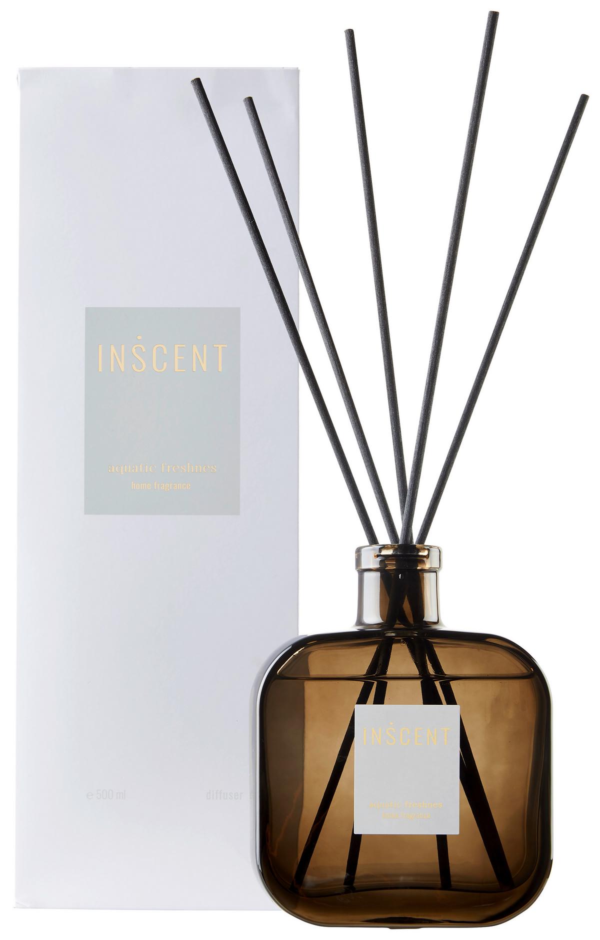 Raumduft Aquatic Freshness Braun ca. 500ml - Klar/Weiß, Design, Glas (500ml) - Inscent