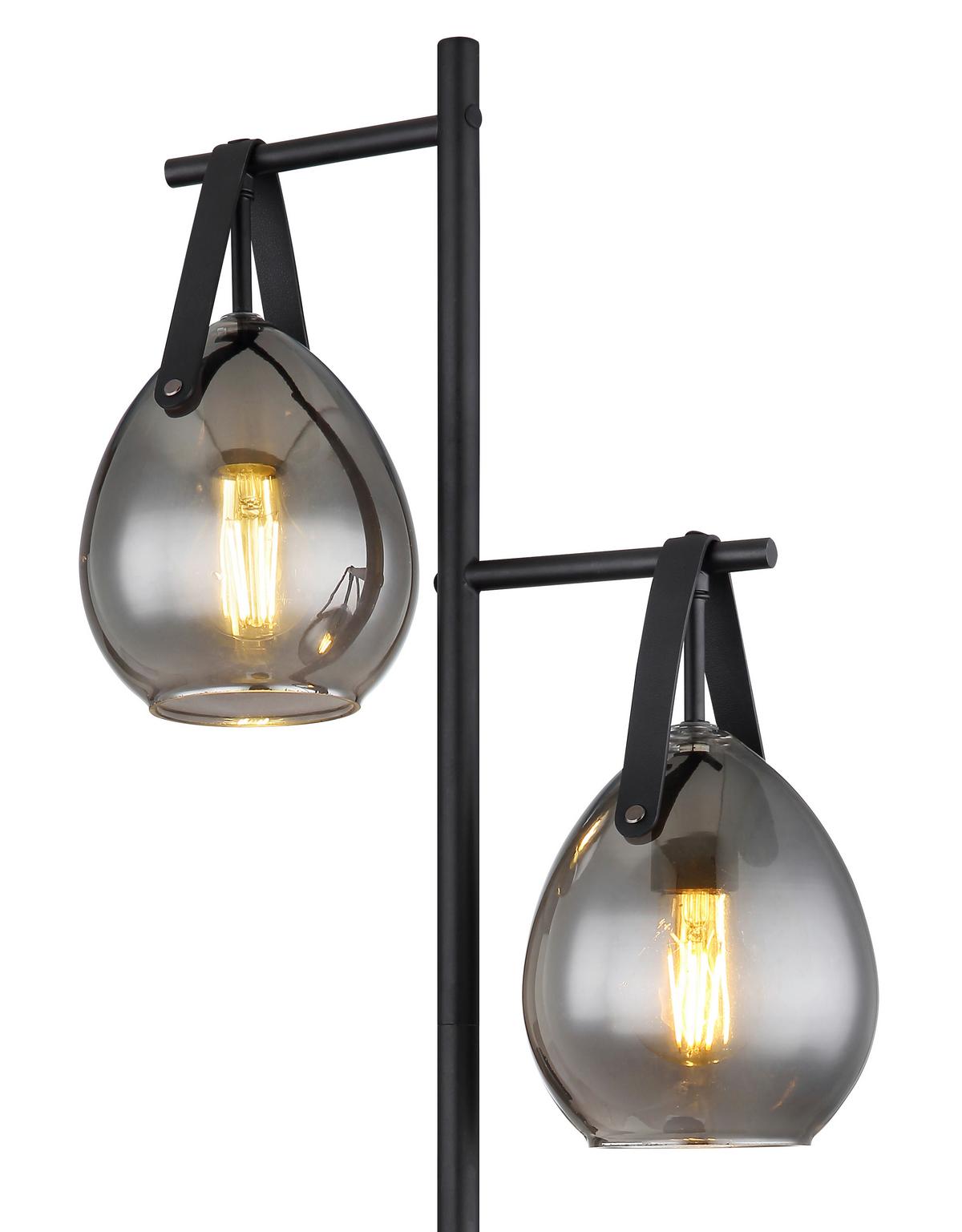 Stehleuchte Dorothea in Schwarz max. 60 Watt - Schwarz, Design, Glas/Metall (39/30/143cm) - Globo