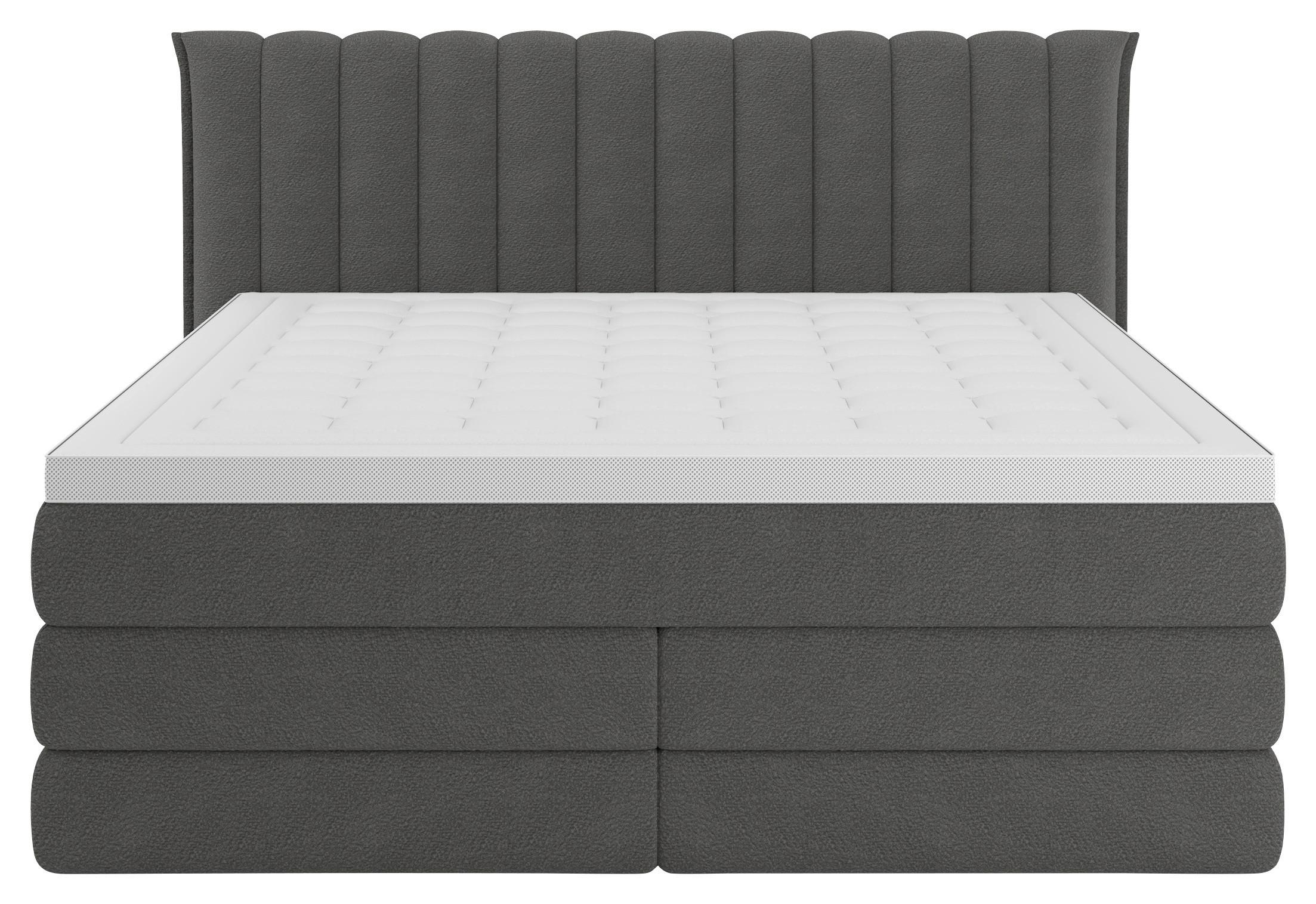 Boxspringbett Lina Anthrazit ca. 180x200cm - Anthrazit, KONVENTIONELL, Holz/Holzwerkstoff (180/200cm) - Premium Living