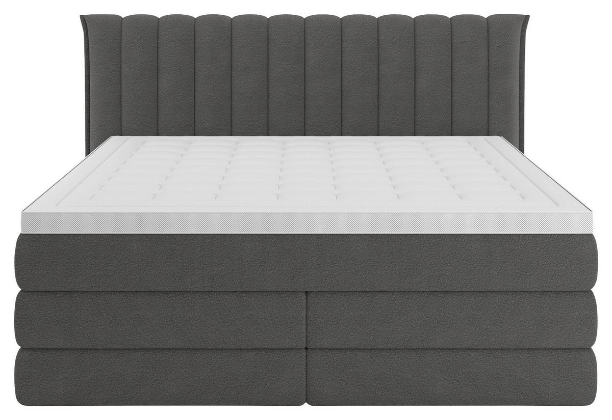 Boxspringbett Lina Anthrazit ca. 180x200cm - Anthrazit, KONVENTIONELL, Holz/Holzwerkstoff (180/200cm) - Premium Living