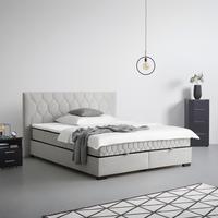 Boxbett Hellgrau Ca. 180x200cm - Hellgrau/Schwarz, Konventionell, Holz/Holzwerkstoff (180/200cm) - Mömax