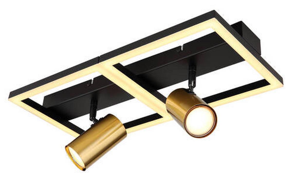 LED-Wandleuchte Marrie Schwarz/Messing max. 22 Watt - Messingfarben/Opal, Design, Kunststoff/Metall (44/22/15,5cm) - Globo