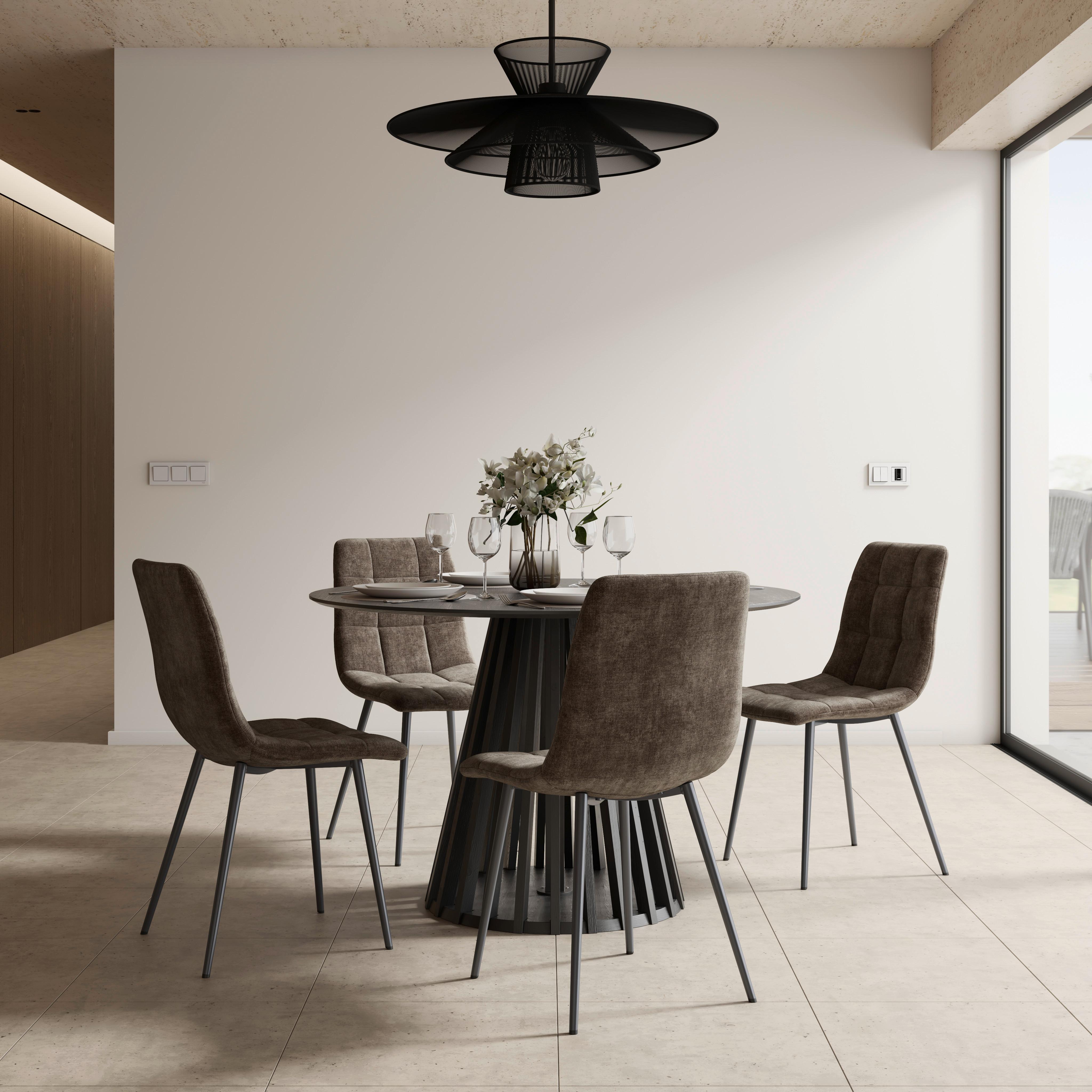 Stuhl Ria Braun Mikrofaser Gepolstert - Schwarz/Braun, MODERN, Textil/Metall (44/87/54cm) - Bessagi Home