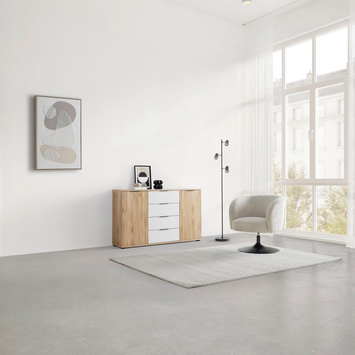 Kommode Rabina Eichefarben - Kaschmir/Eichefarben, Konventionell, Holzwerkstoff/Kunststoff (150/91/38cm) - Mömax