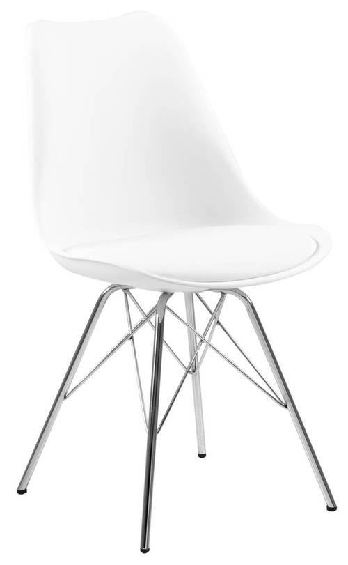 KRZESŁO ERIS - biały/kolor chromowy, Trend, tworzywo sztuczne/metal (48,5/85,5/54cm) - Carryhome