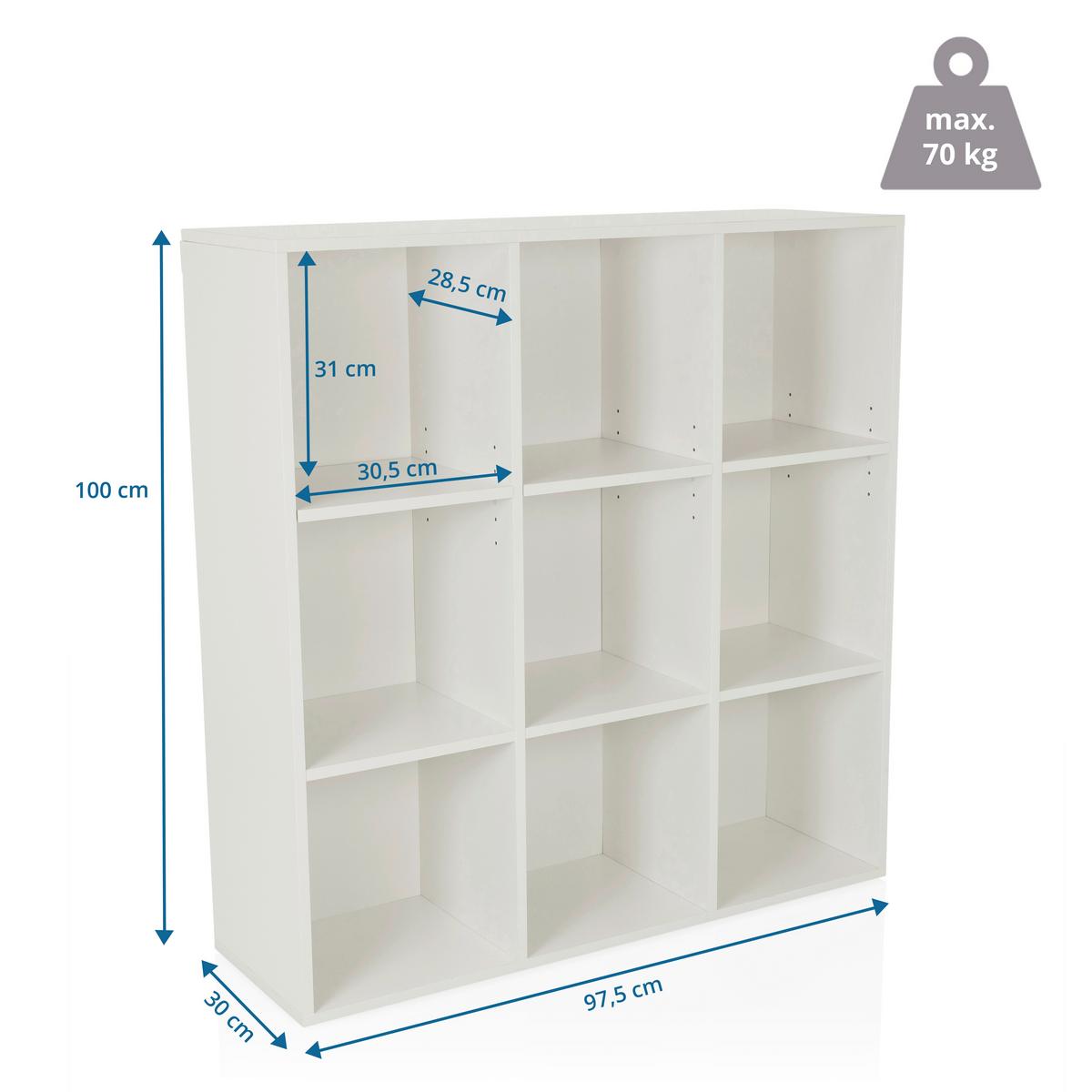 Regal Bjorke, Bela - bela, Moderno, leseni material (97,5/100/30cm) - MID.YOU