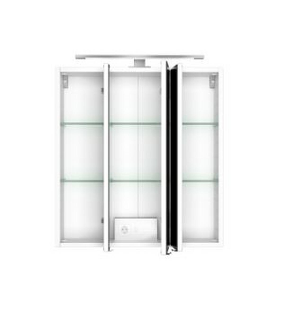 Spiegelschrank Arezzo mit LED 3-türig ca. 60x64 cm Grau - Alufarben, Basics, Glas/Holzwerkstoff (60/64/20cm) - Held