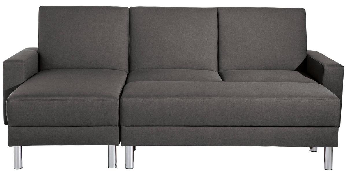 ECKSCHLAFSOFA JUST FASHION - Chromfarben/Anthrazit, KONVENTIONELL, Textil/Metall (152/230cm) - Max Winzer
