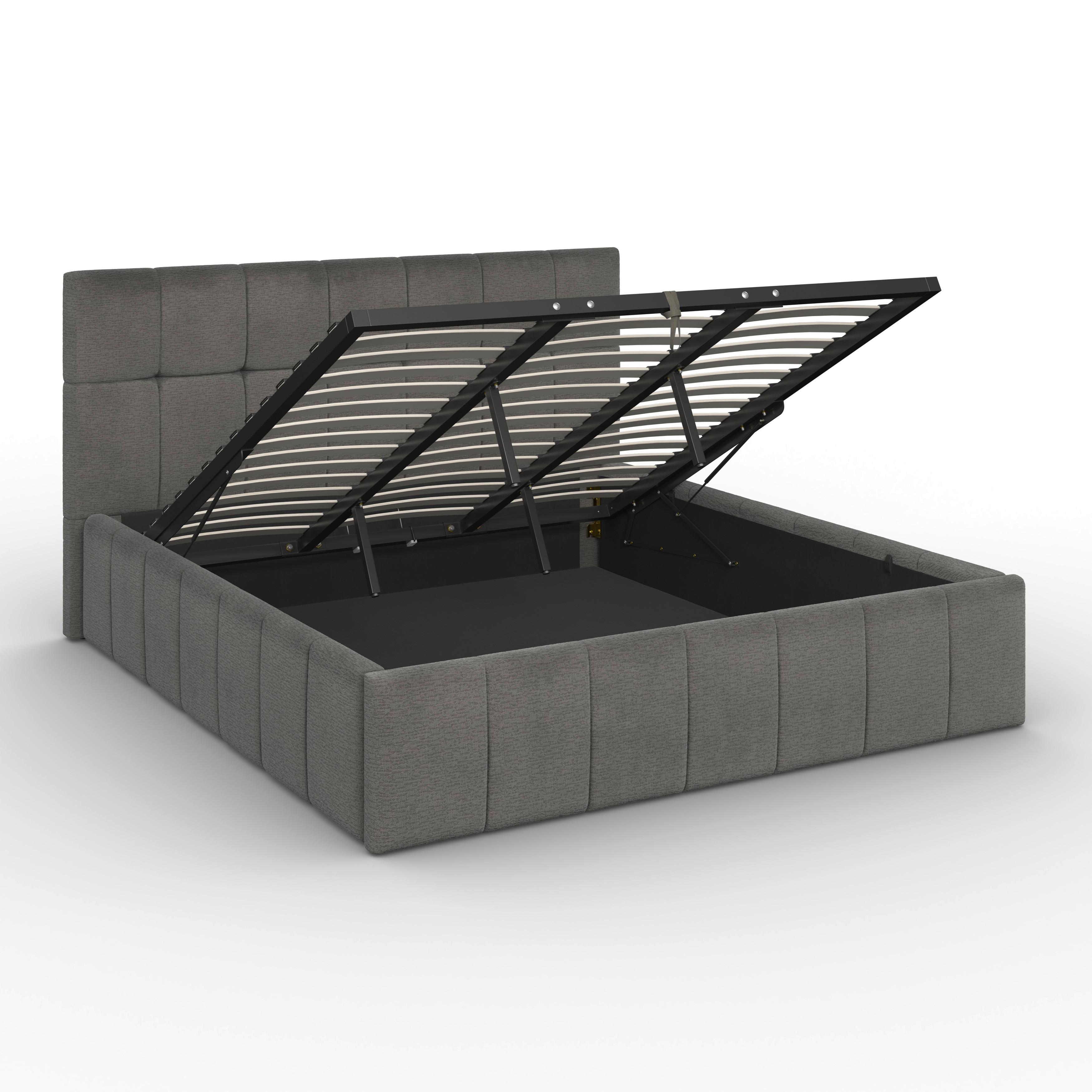 STOPPAD SÄNG KAIA - grå/svart, Modern, metall/trä (180/200cm) - Bessagi Home