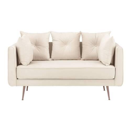 Dvosed Luis, Bež, Žamet - rožnato zlata/bež, Moderno, kovina/tekstil (155/87/87cm) - Bessagi Home