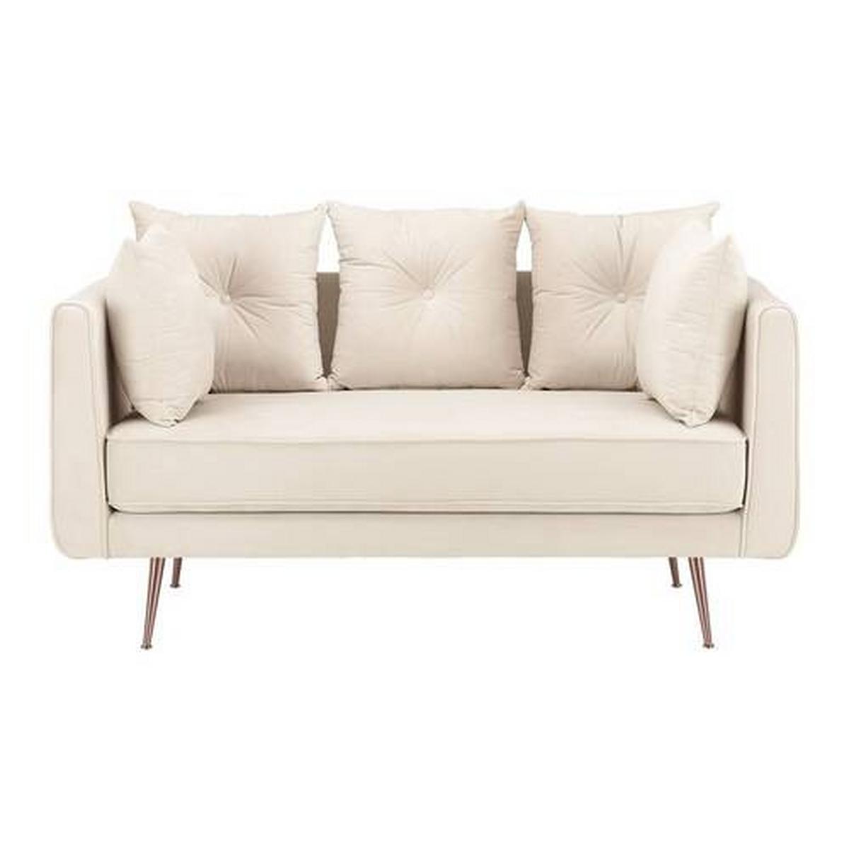 Sofa Luis Beige Samt - Beige/Roségold, MODERN, Holz/Textil (155/87/87cm) - Bessagi Home