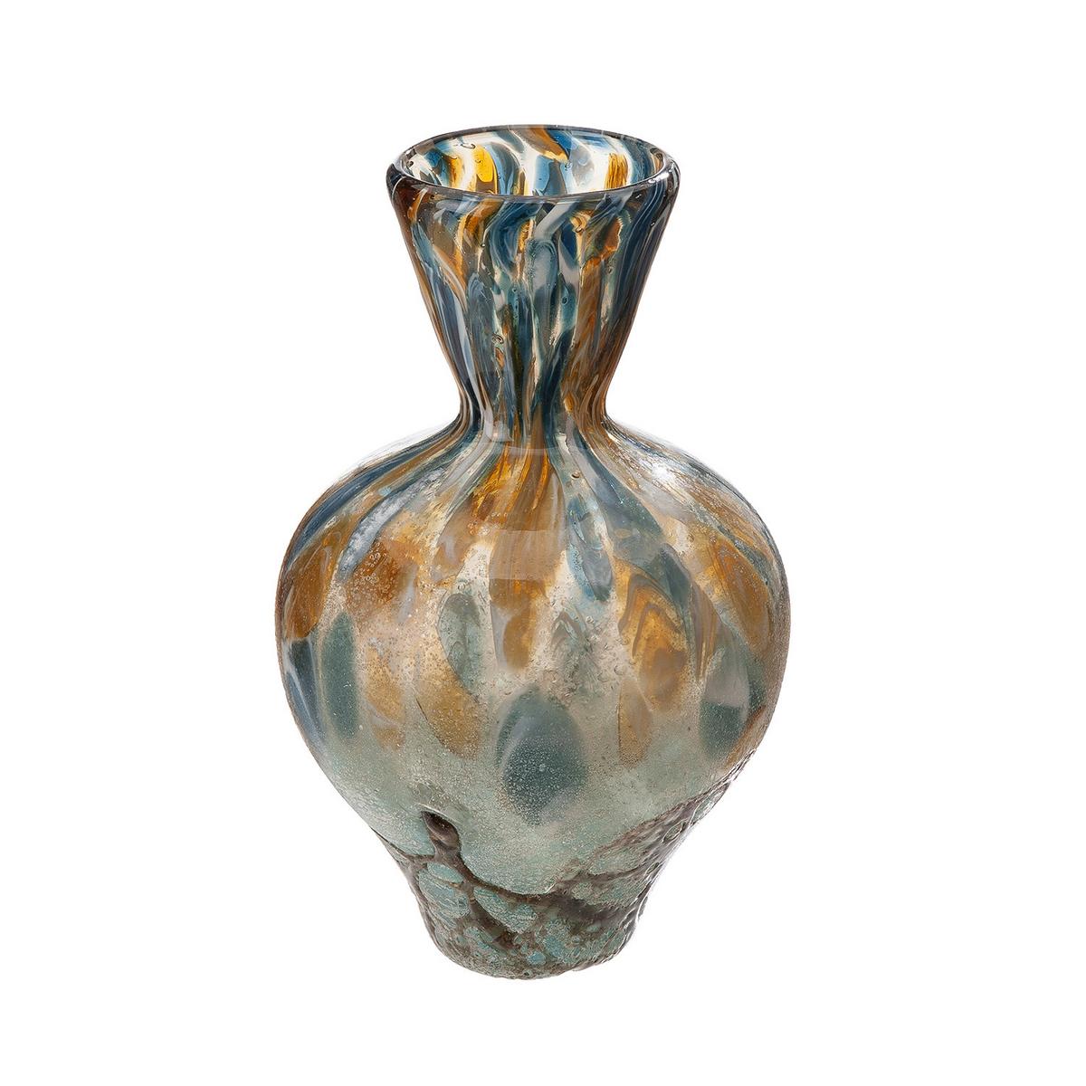 Dekovase Bronko I Hellbraun/Hellbraun - Hellbraun/Hellblau, Basics, Glas (15/24cm)