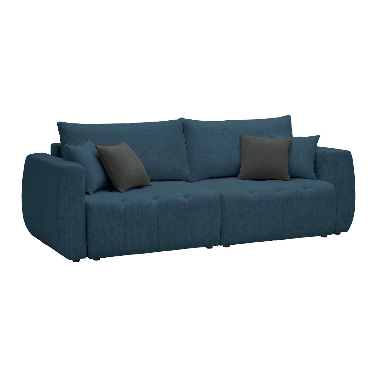 Schlafsofa Bologna Dunkelblau - Schwarz/Dunkelblau, Kunststoff/Textil (245/74-90/104cm) - Mömax