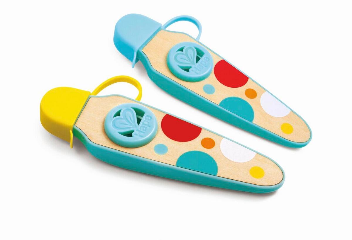 Mini Fuvola Hape - sárga/világoskék, Basics, műanyag/faalapú anyag (4,5/11/2cm) - Hape