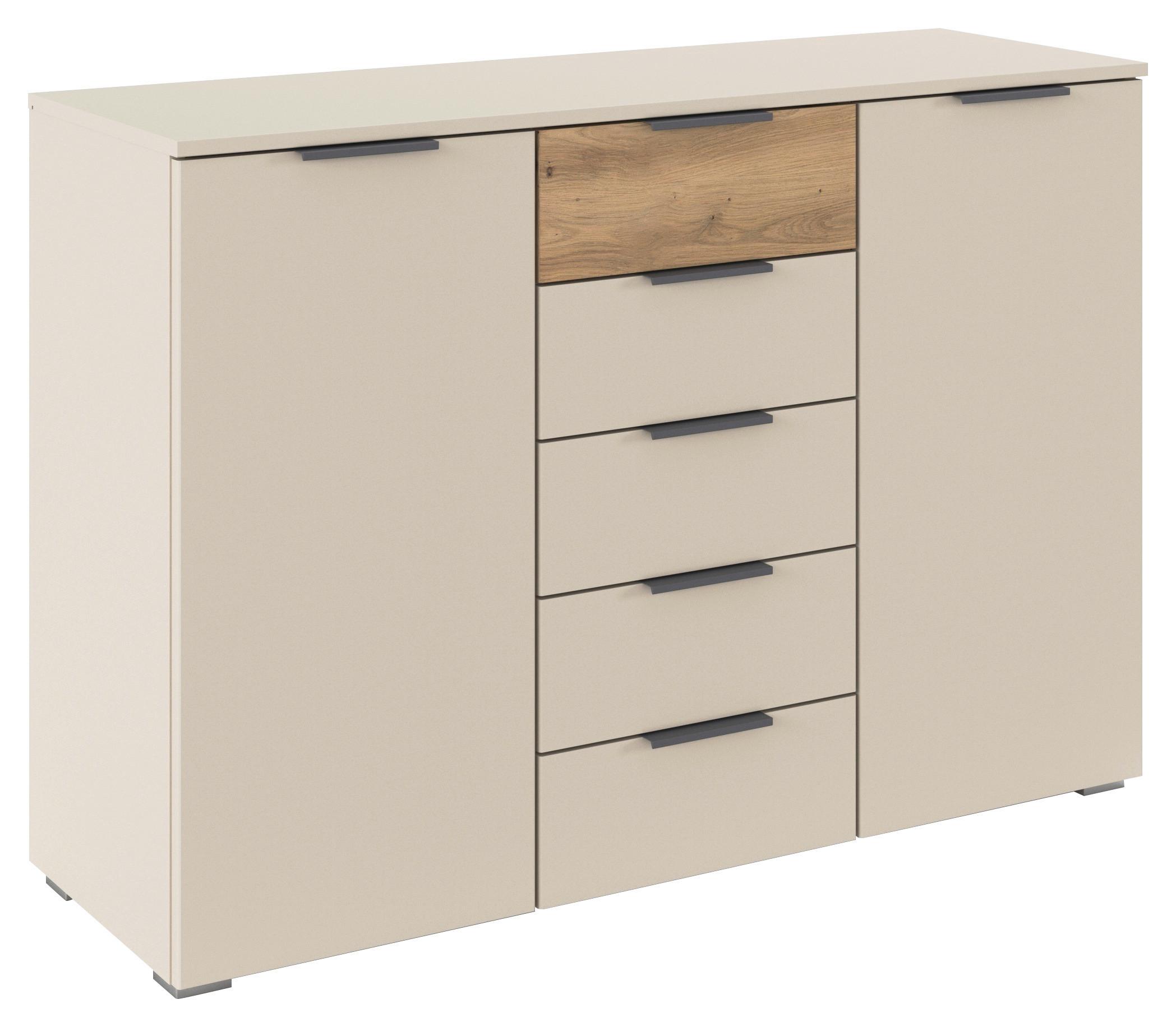 Kommode Ellmau Champagner/Eiche Artisan - Champagner/Alufarben, KONVENTIONELL, Holzwerkstoff/Kunststoff (120/84/40cm) - Premium Living