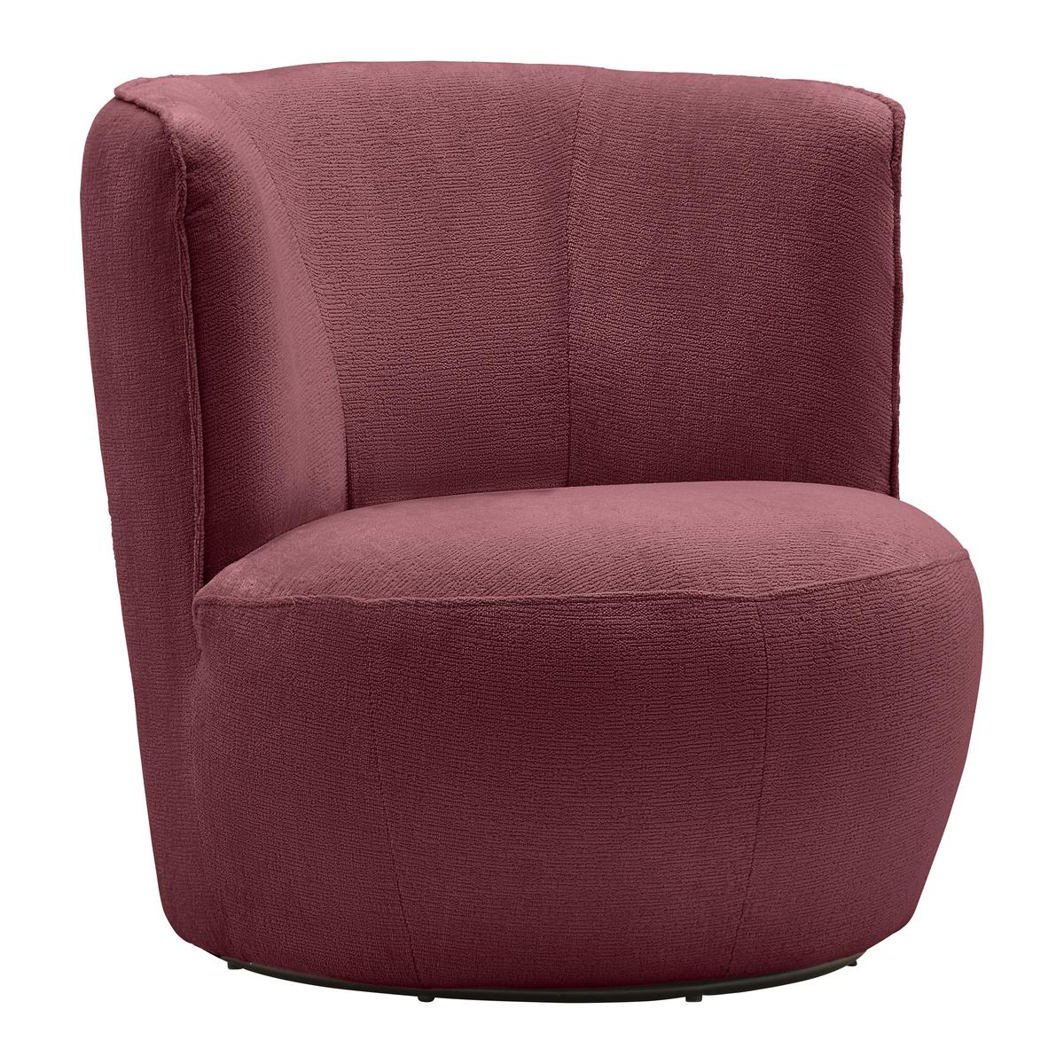 Sessel Jasima Bordeaux/Schwarz drehbar - Bordeaux/Schwarz, MODERN, Textil/Metall (77/81/85cm) - Premium Living