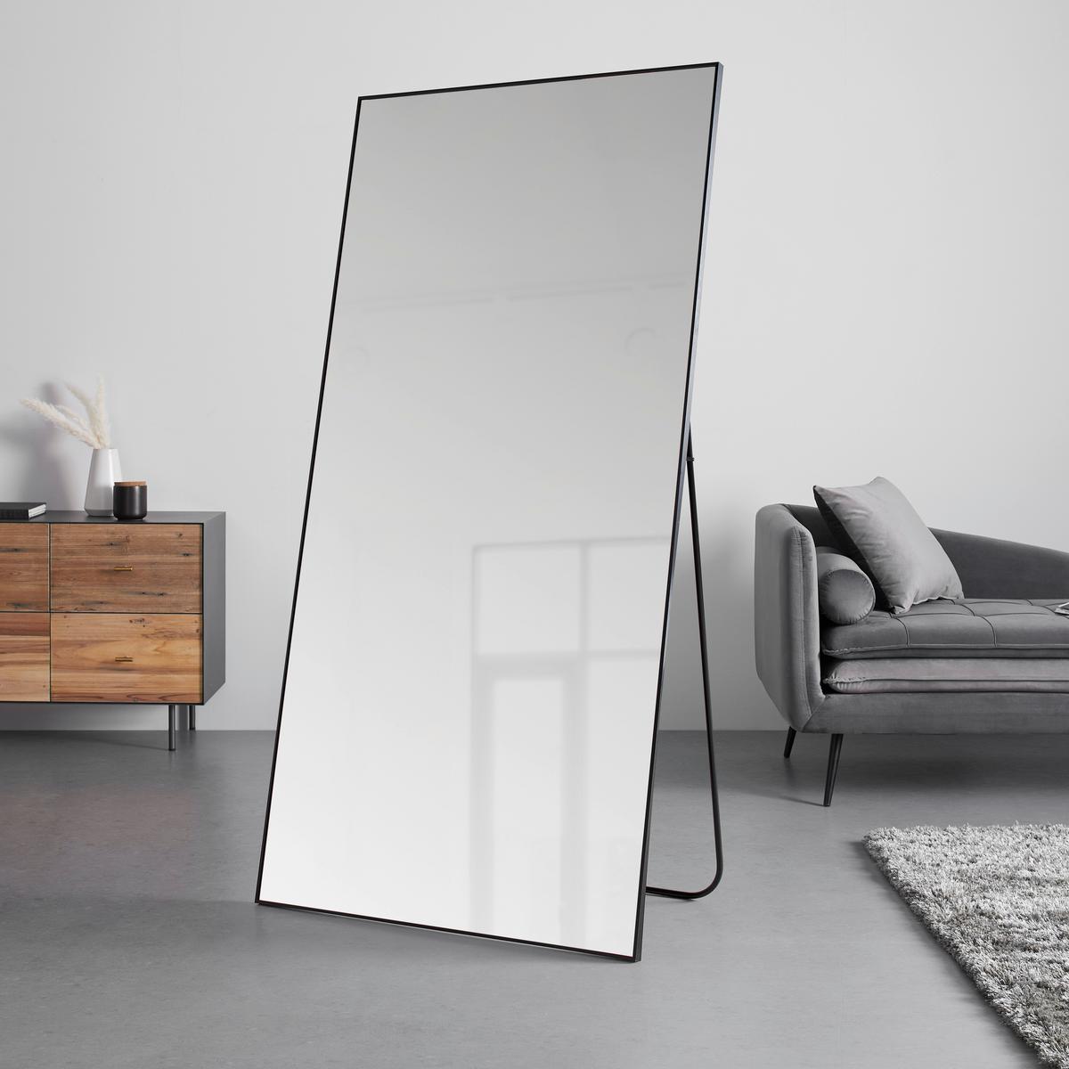 Stand/Wandspiegel Britt Schwarz - Schwarz, MODERN, Glas/Metall (100/200cm) - Mömax