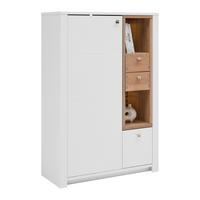 Highboard Whitehouse 10Q8WR06 Weiss/Eichefarben - Weiss/Edelstahlfarben, Modern, Holz/Holzwerkstoff (92/138/41cm) - Premium Living