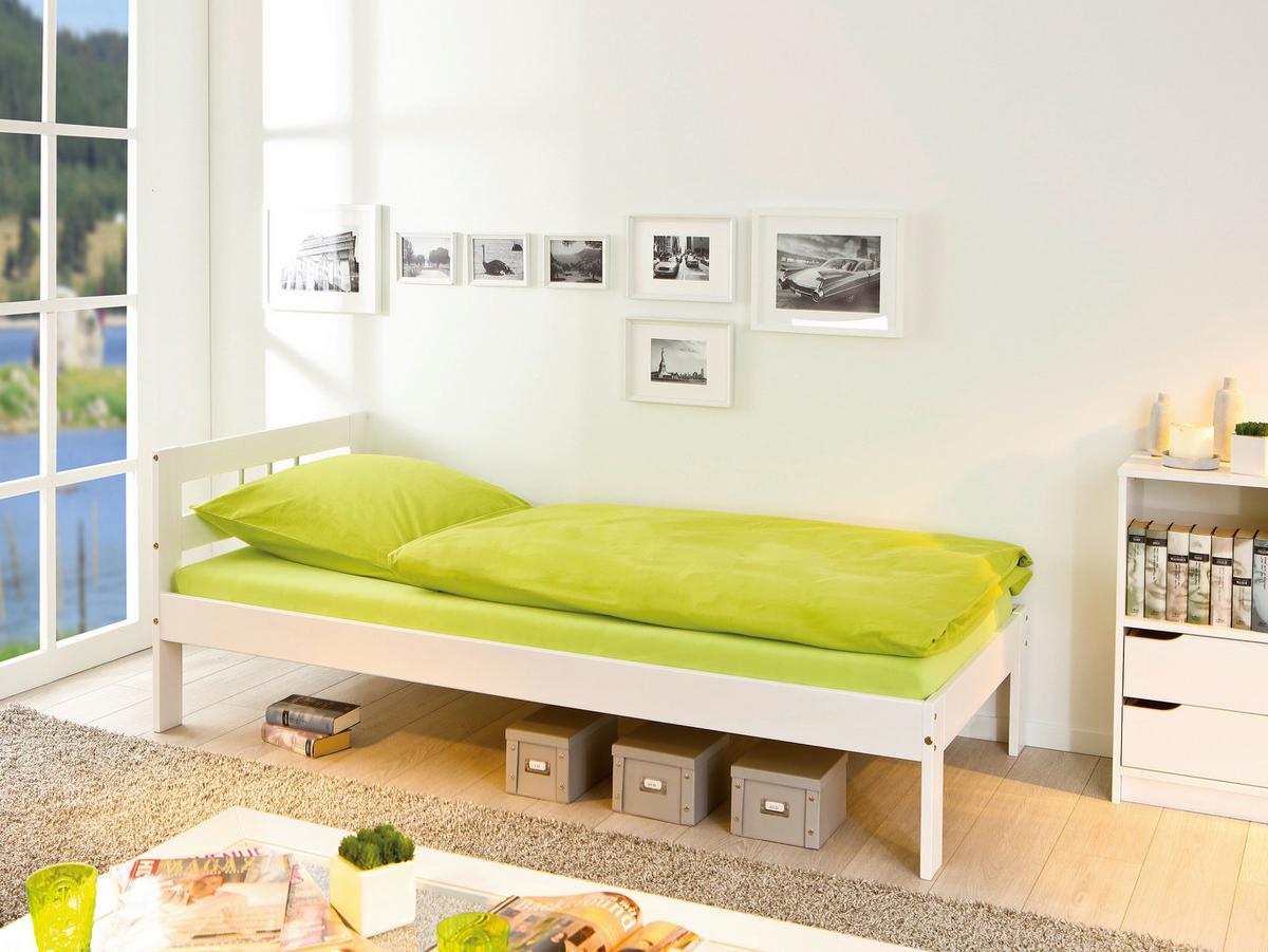 Postelja Billy, Bela, Masiven Bor, 90x200 - bela, Konvencionalno, les (90/200cm) - MID.YOU