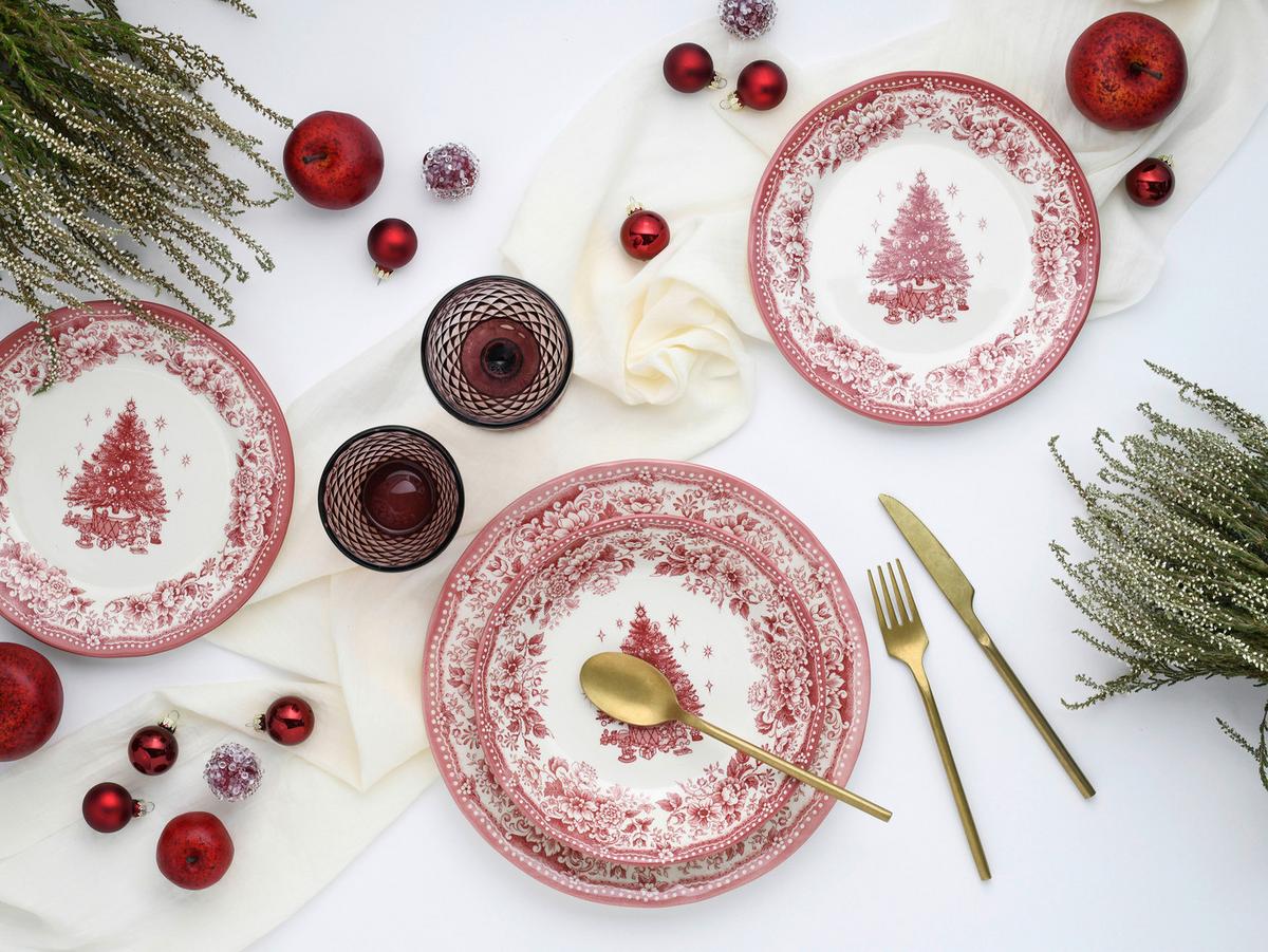 Jedilni Servis Christmas Tree, 12-Delni - rdeča, Basics, keramika - Creatable