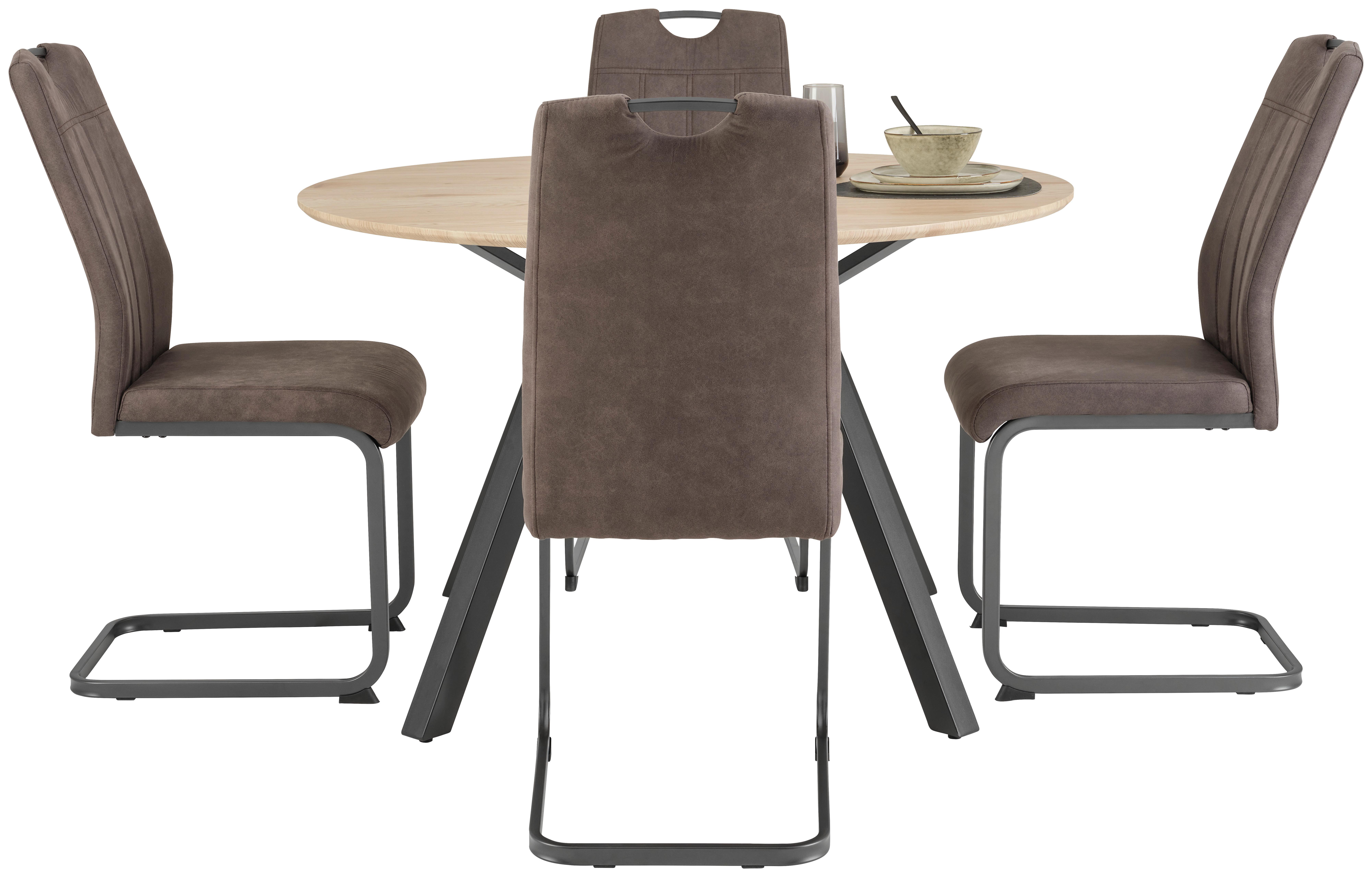 Masă ARNO 120 - culoare natur/negru, Modern, metal/material pe bază de lemn (120/76/120cm)