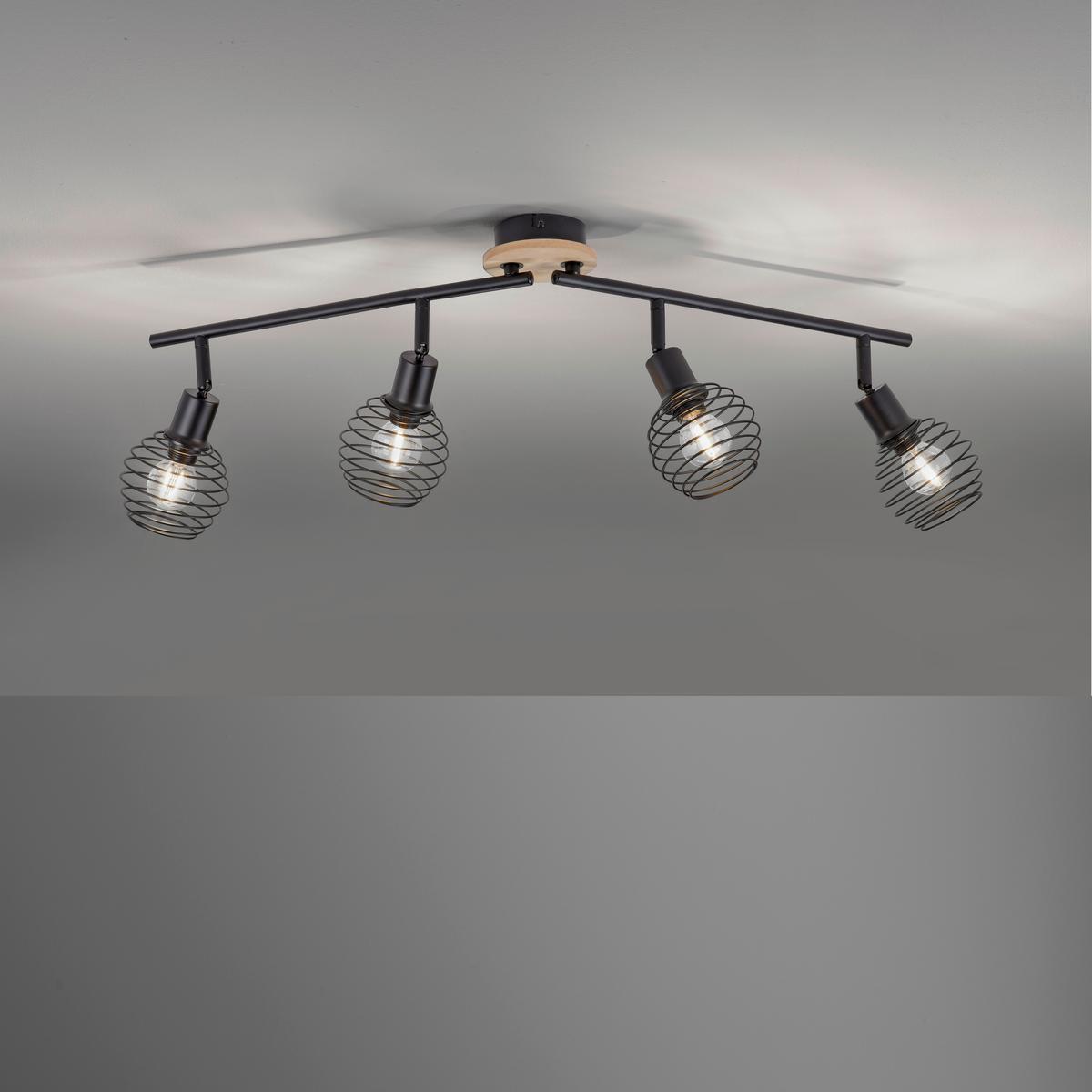 Deckenleuchte 15924-79 max. 40 Watt - Schwarz, Natur, Holz/Kunststoff (92/87/24cm)