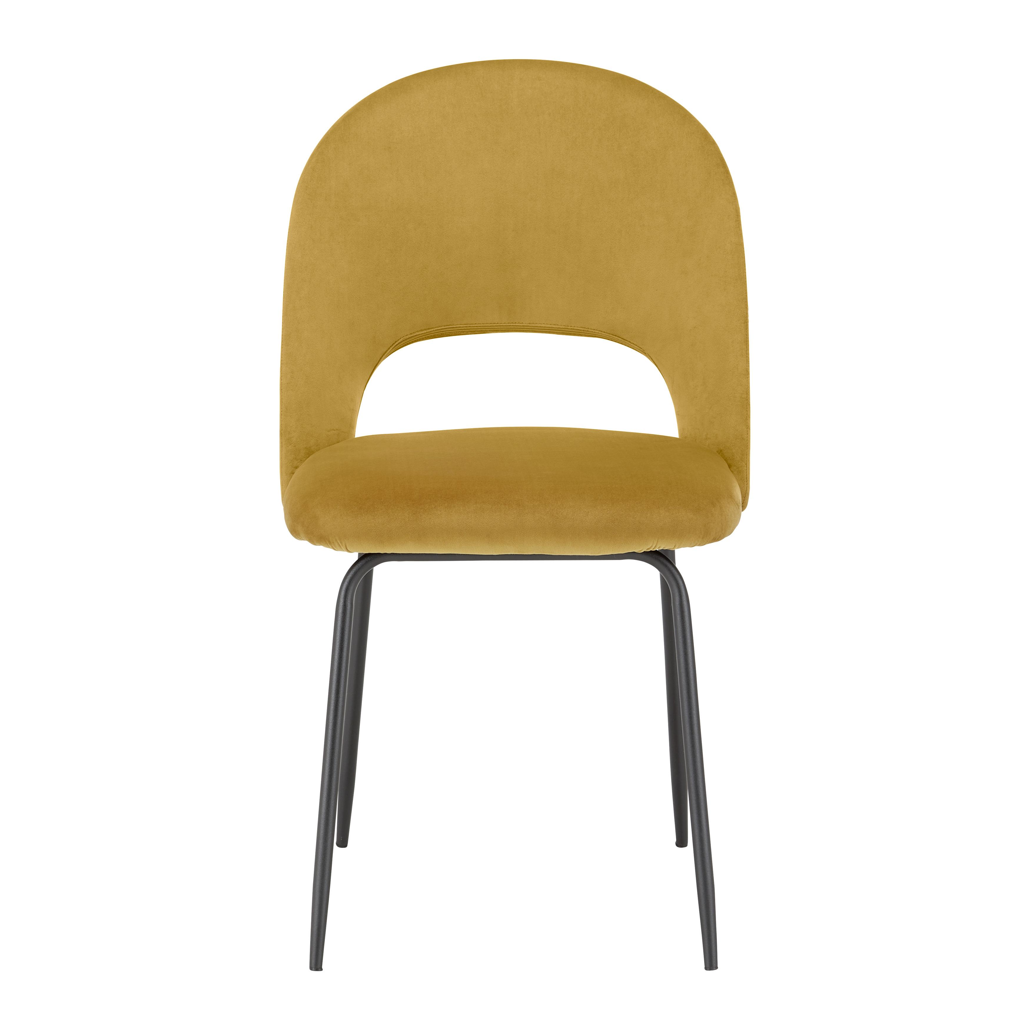 Stuhl "Romy", Webstoff, gelb, Gepolstert - Gelb/Schwarz, MODERN, Textil/Metall (51/88/58cm) - Bessagi Home