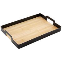 Serviertablett Betty eckig Schwarz/Natur - Schwarz, MODERN, Naturmaterialien/Kunststoff (49/7/34cm) - Mömax