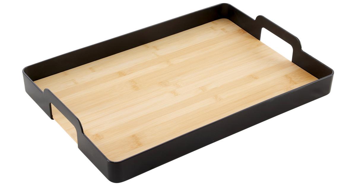 Serviertablett Betty eckig Schwarz/Natur