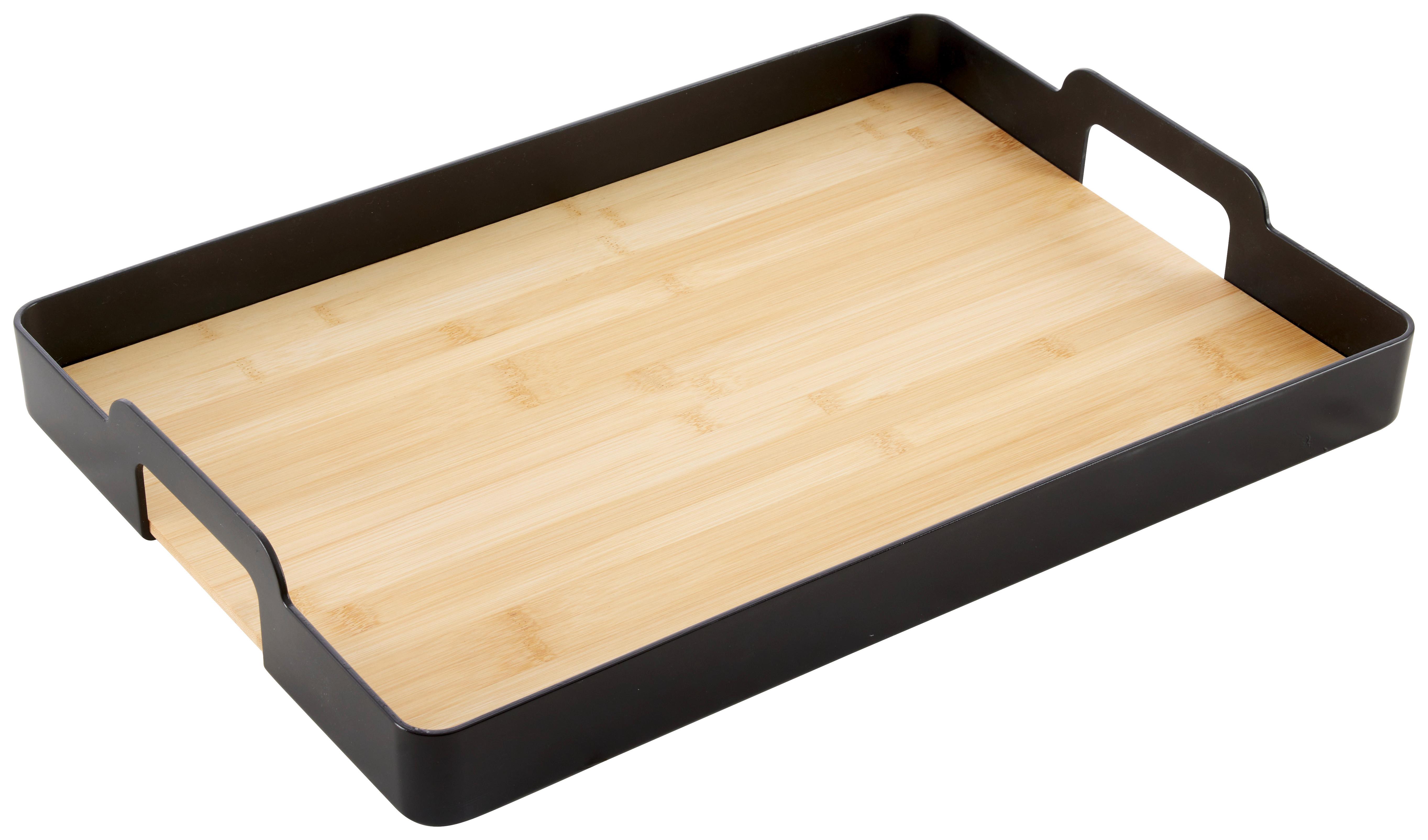 SERVERINGSBRICKA BETTY ECKIG - svart, Modern, plast/naturmaterial (49/7/34cm) - Mömax