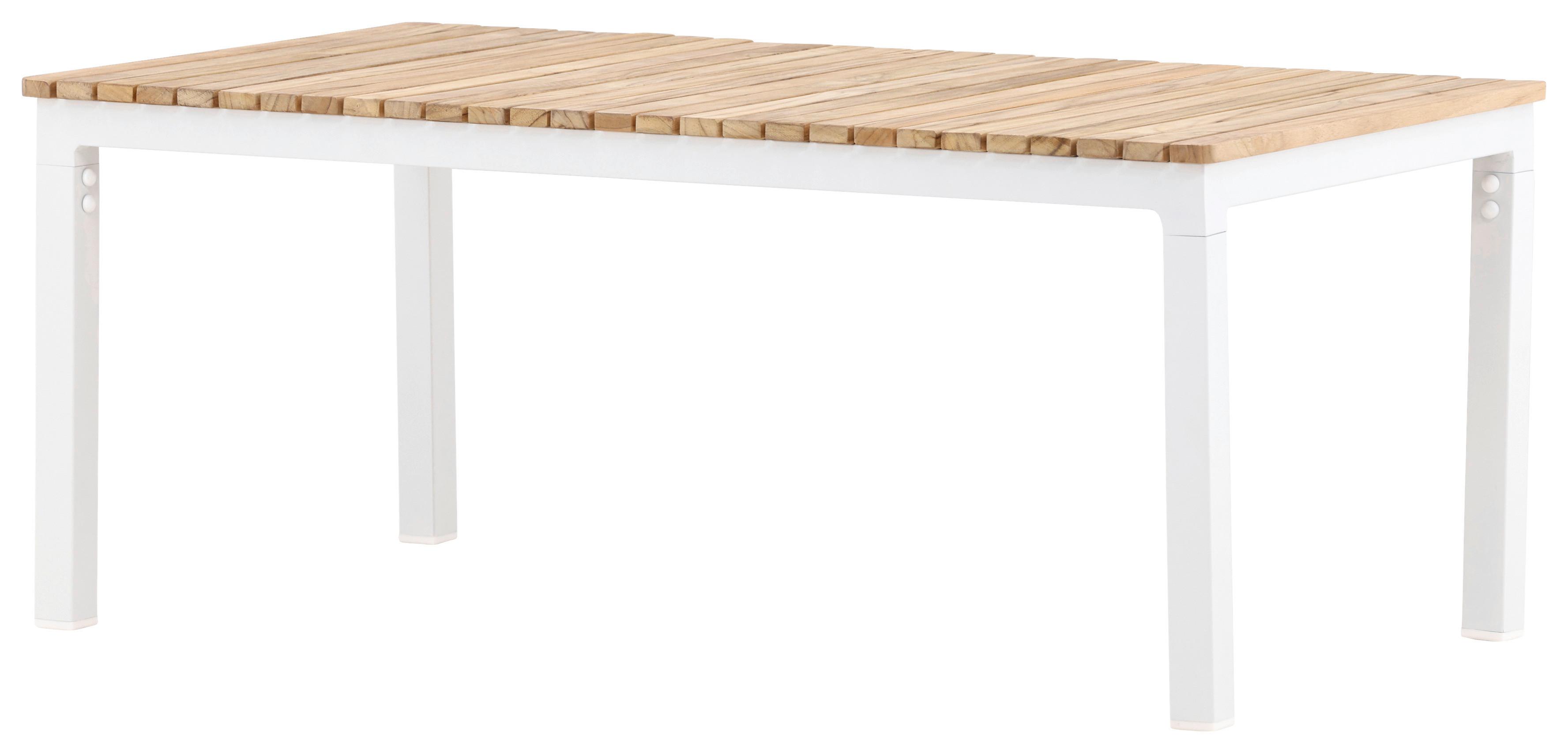 Loungetisch Brasilia ca. 110x60 cm Teakholz massiv - Weiß/Teakfarben, KONVENTIONELL, Holz/Metall (110/60/45cm) - Gardenson
