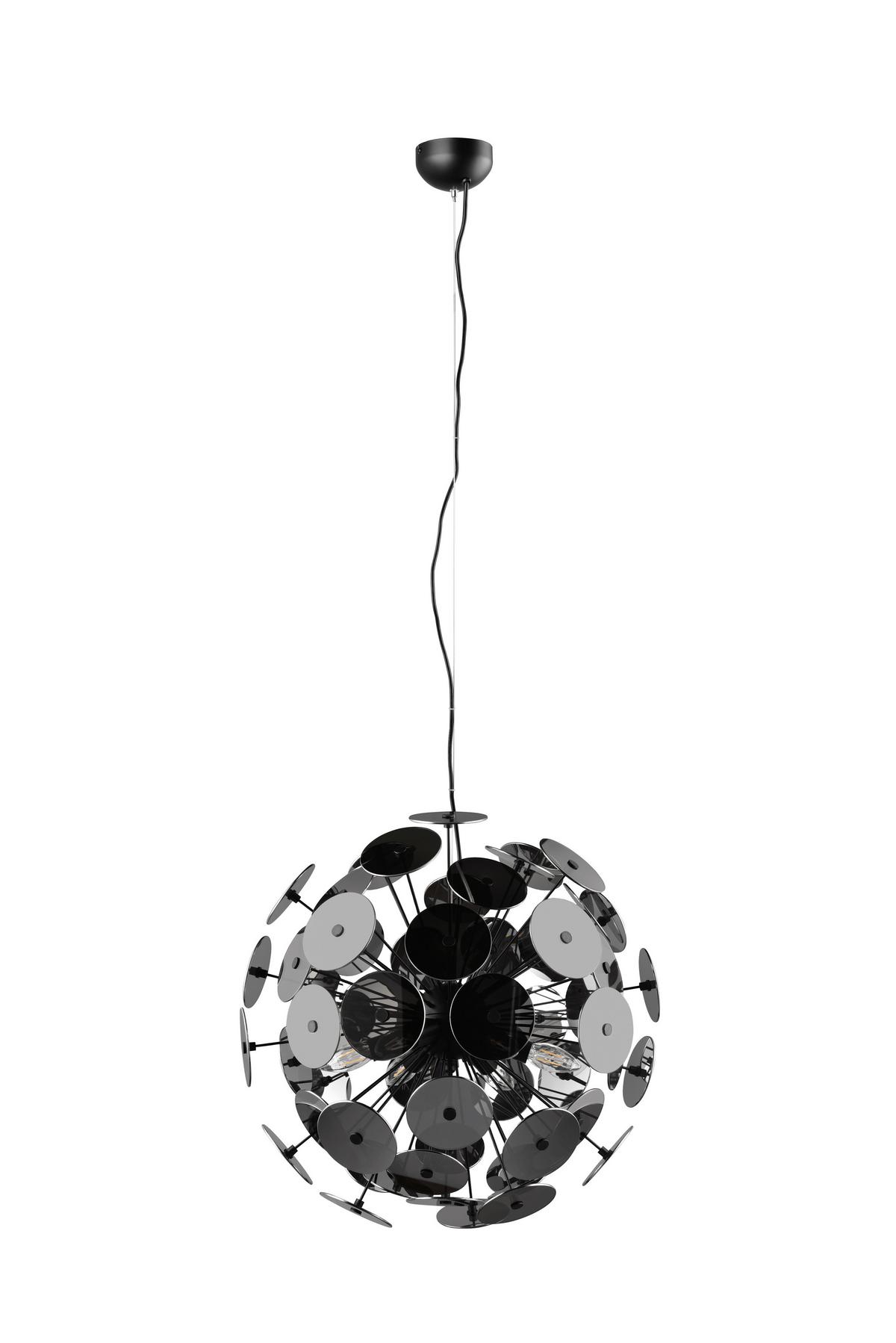 Pendelleuchte Discalgo in Schwarz/Chom max. 40 Watt - Chromfarben/Schwarz, Design, Glas/Metall (54/150cm) - Trio Leuchten